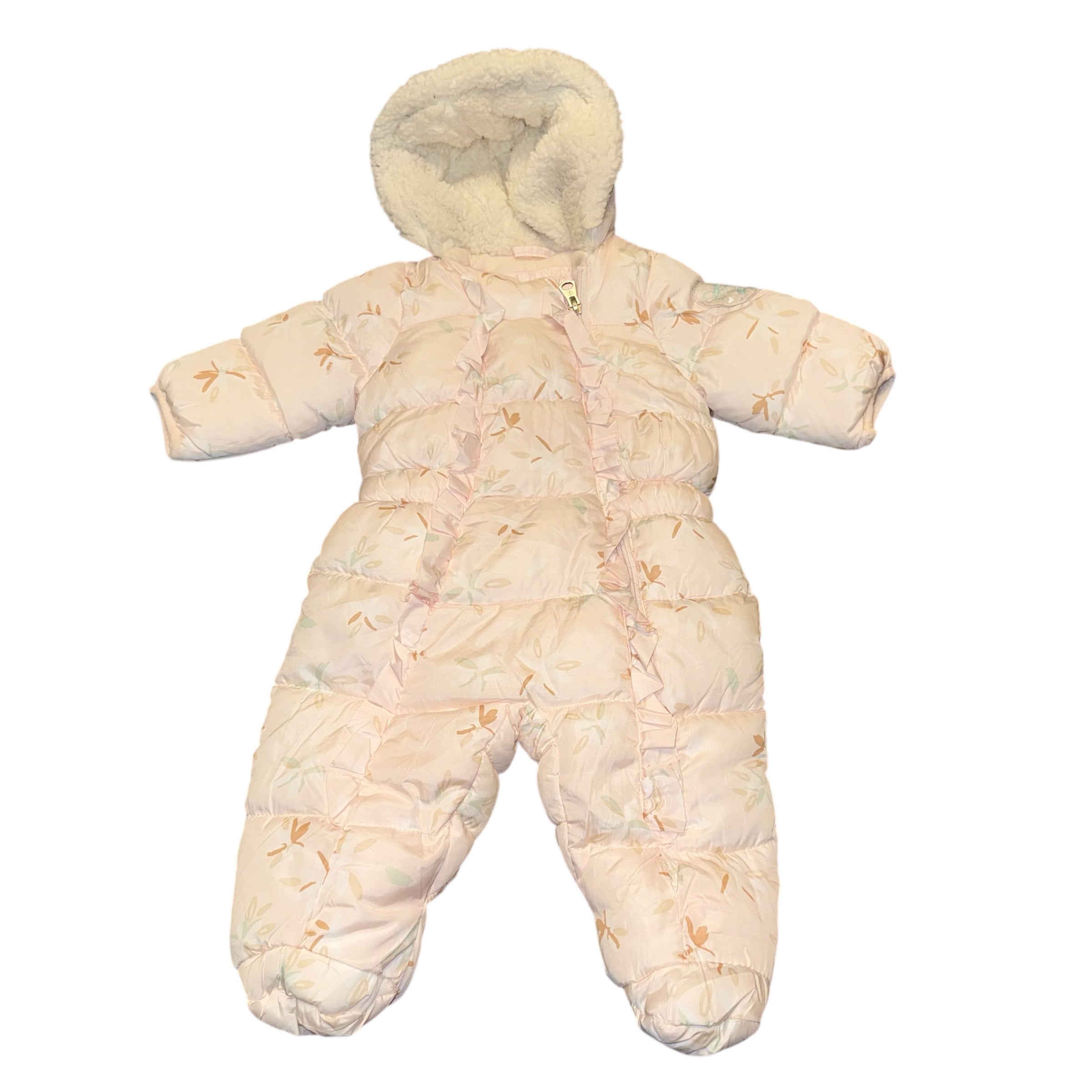 Jessica Simpson 3-6 month snowsuit pink blush floral pram suit with hood