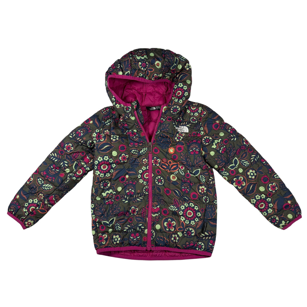The North Face Kids Reversible Perrito Hooded Fall Puffer Jacket Size 5T Thyme TNF Forest Floral Print - Ready Kids Canada