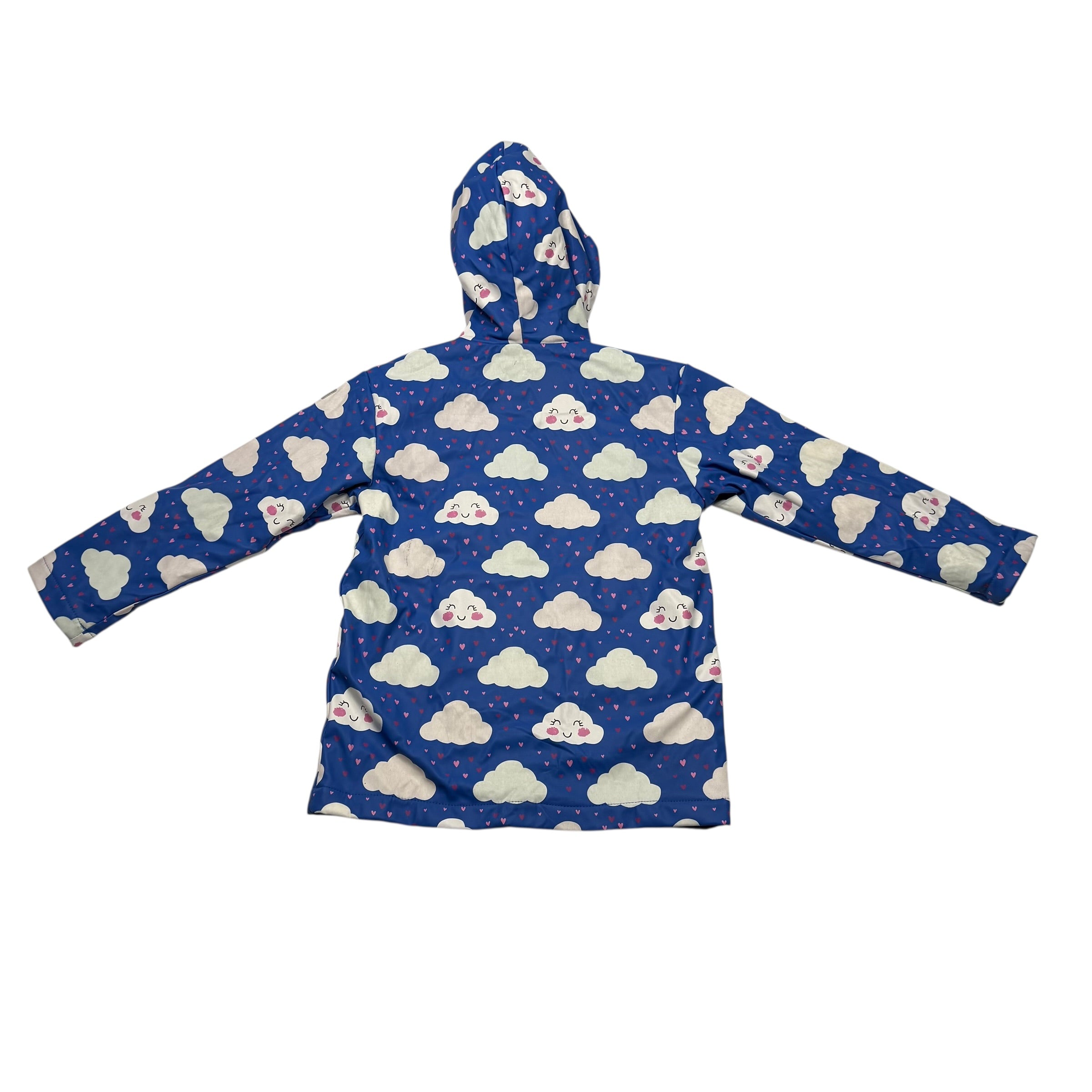 Hatley Size 7 Kids Rain Jacket Blue Pink Clouds - Ready Kids Canada