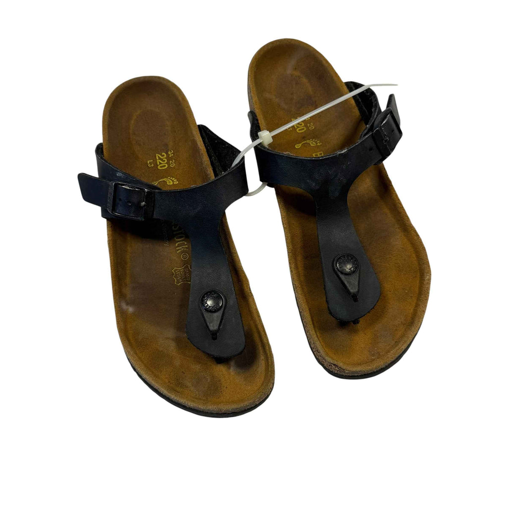 Birkenstock Gizeh Kids Thong Sandals - Solid Black (Size EU 34 / US Big Kid 3) - Ready Kids Canada