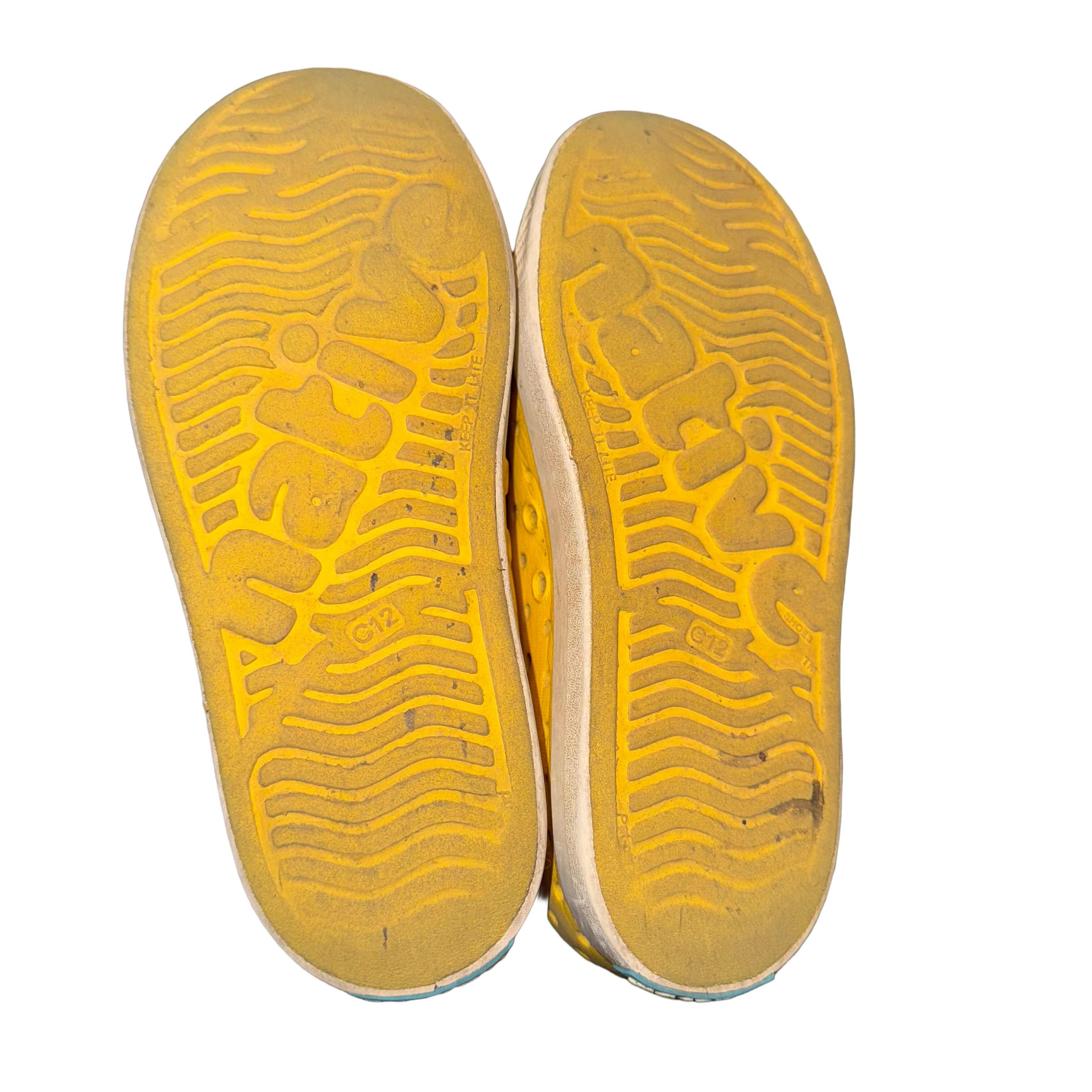 Native Jefferson yellow little kid size 12 sandals shoes EVA