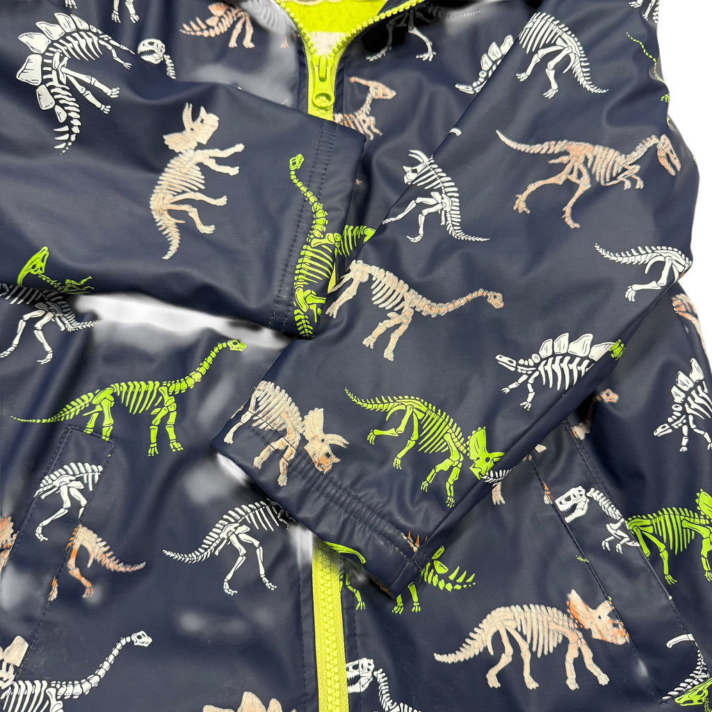 Hatley Size 6 Zip up Colour Changing Lined Rain Jacket Coat Dinosaurs
