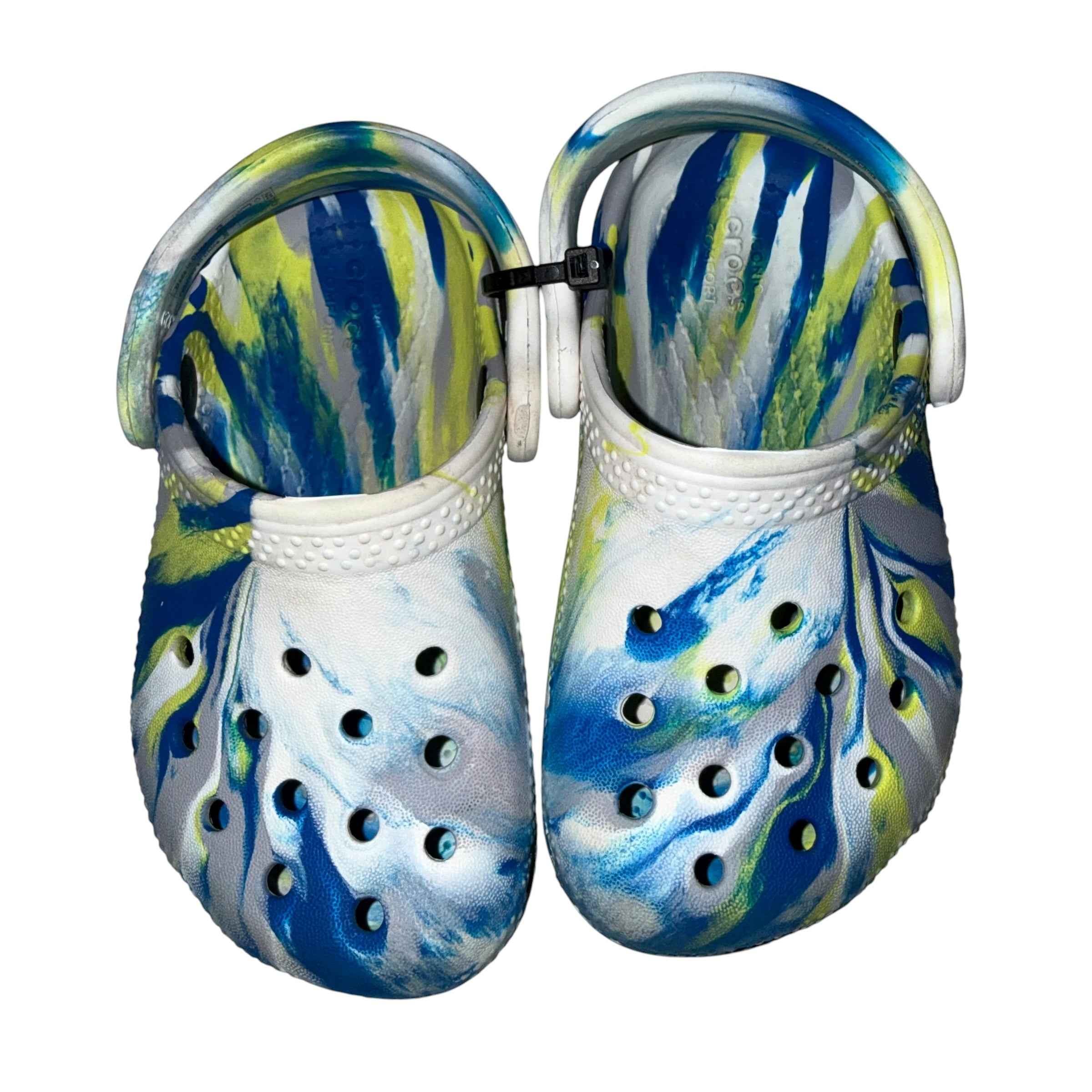 Crocs Kids' Classic Marbled Clog (Blue, Green & White) size 7 C7 Blue Green White - Ready Kids Canada