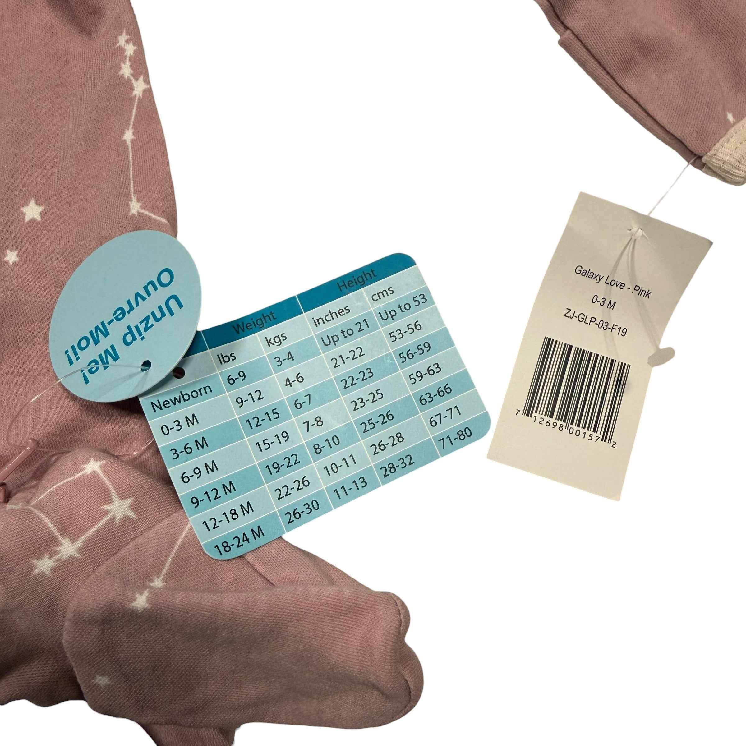 Zippyjams Organic Cotton Footed Sleeper – Galaxy Love (Pink) NEW BNWT 0-3 Months