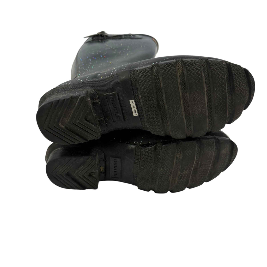 Hunter Size 5 Black Sparkle Rain Boots
