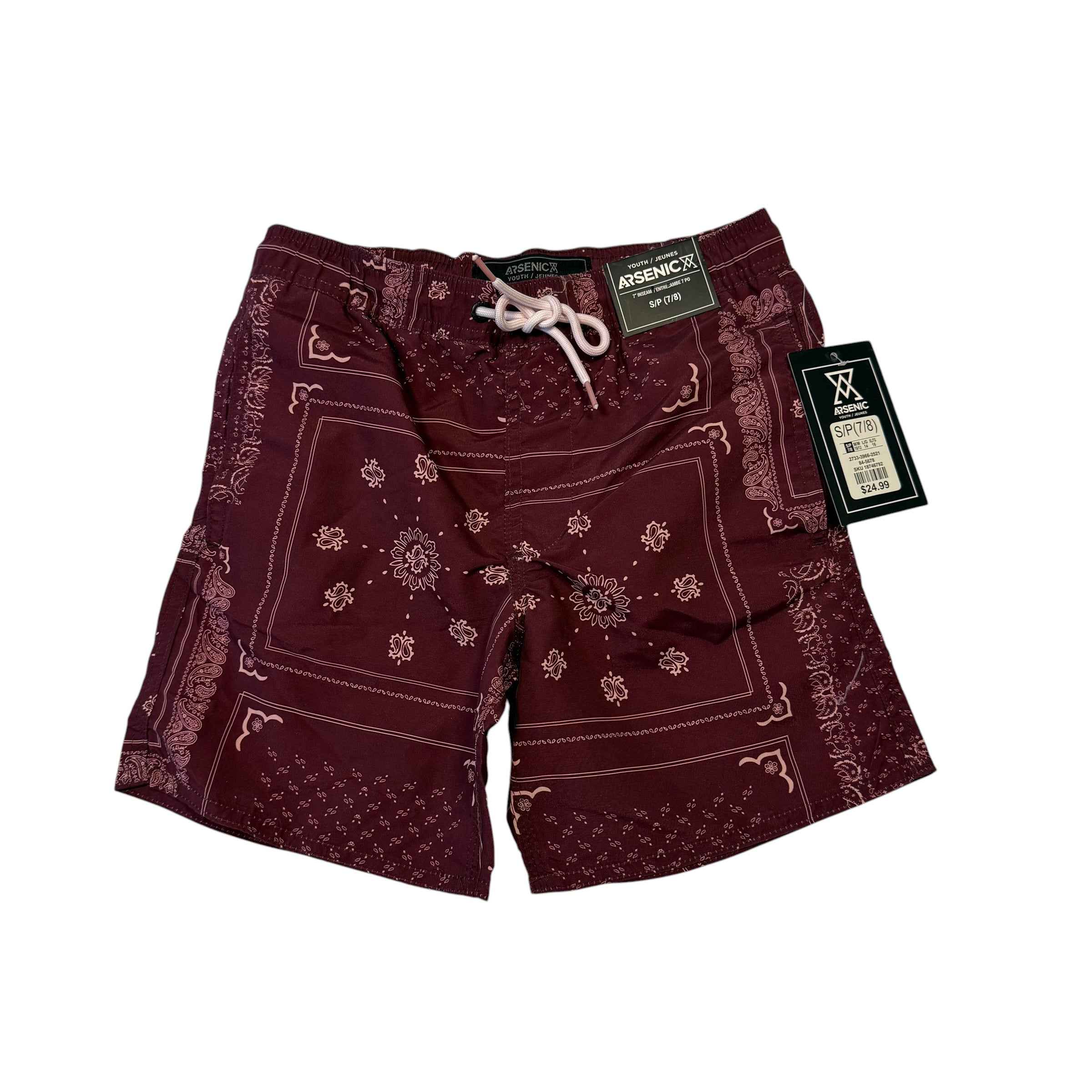 NWT ARSENIC Youth Bandana Print Swim Shorts – Size S/P (7/8) – New - Ready Kids Canada