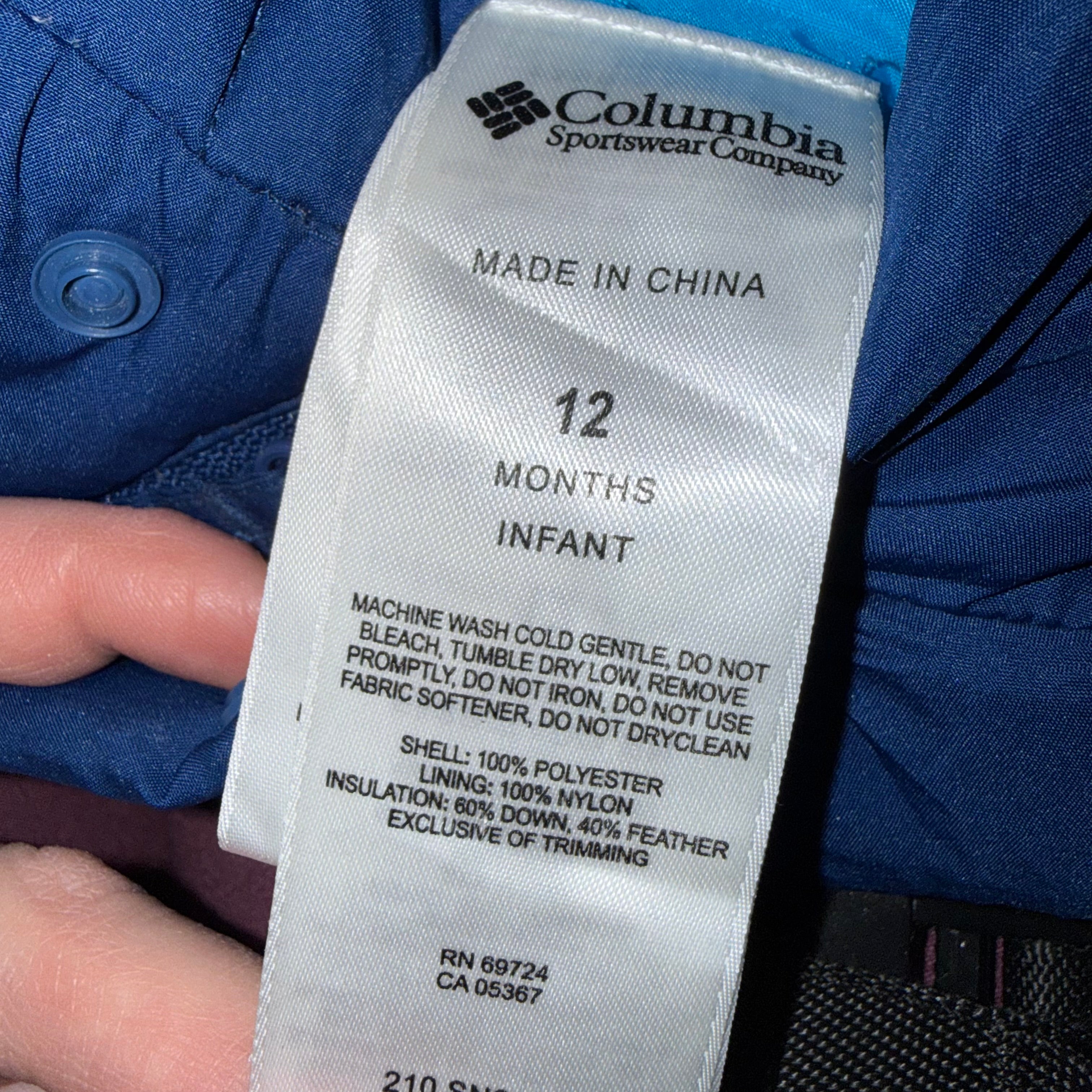 Columbia 12 month snowsuit Snuggly Bunny bunting with 450 fill down insulation