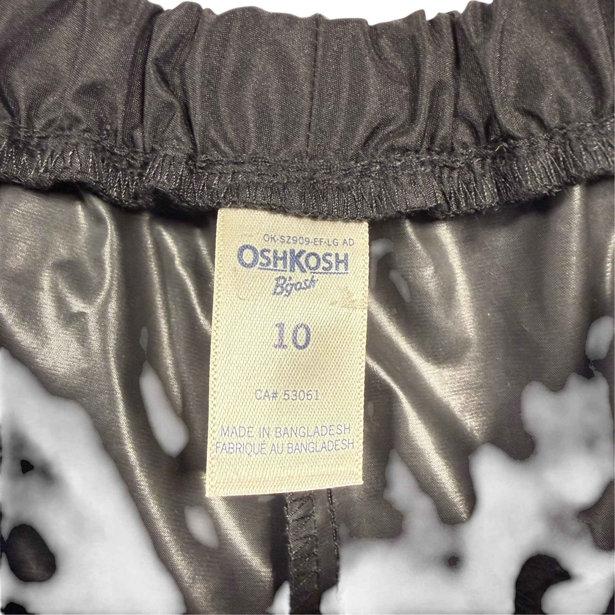 OshKosh B'Gosh Kid Trail and Splash Rain Pants Size 10 Black