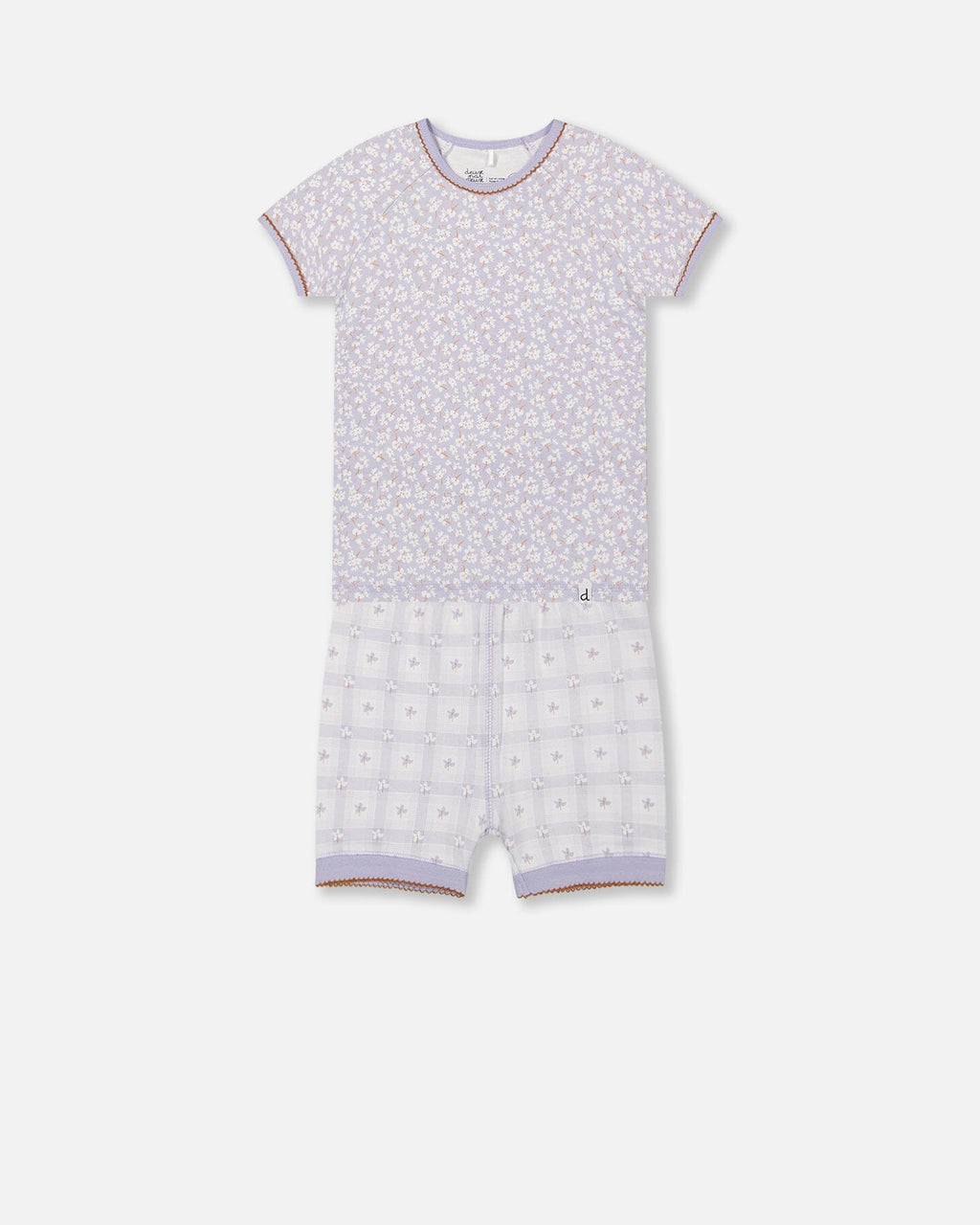 Deux Par Deux Organic Cotton Two Piece Pajama Set Lilac Printed Little Flowers NEW BNWT - Ready Kids Canada