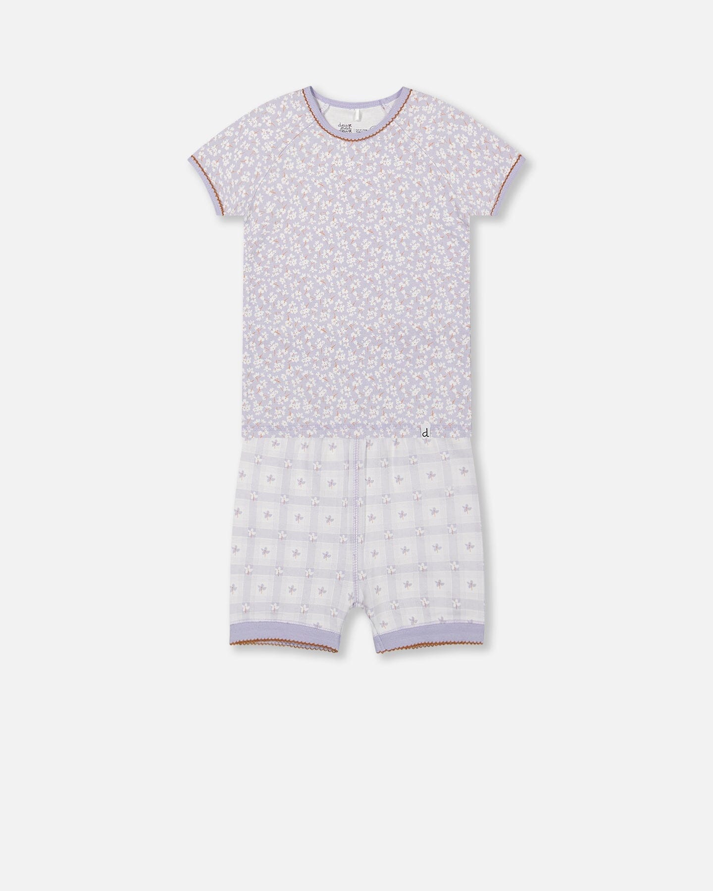 Deux Par Deux Organic Cotton Two Piece Pajama Set Lilac Printed Little Flowers NEW BNWT - Ready Kids Canada