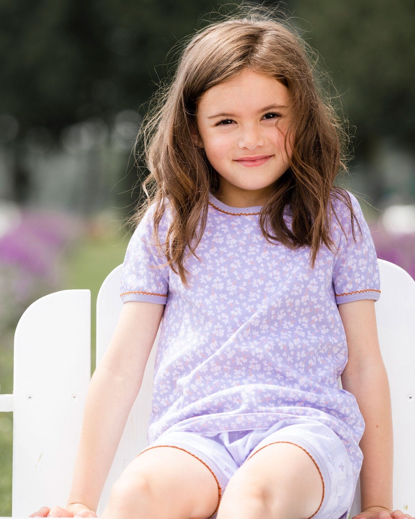 Deux Par Deux Organic Cotton Two Piece Pajama Set Lilac Printed Little Flowers NEW BNWT - Ready Kids Canada