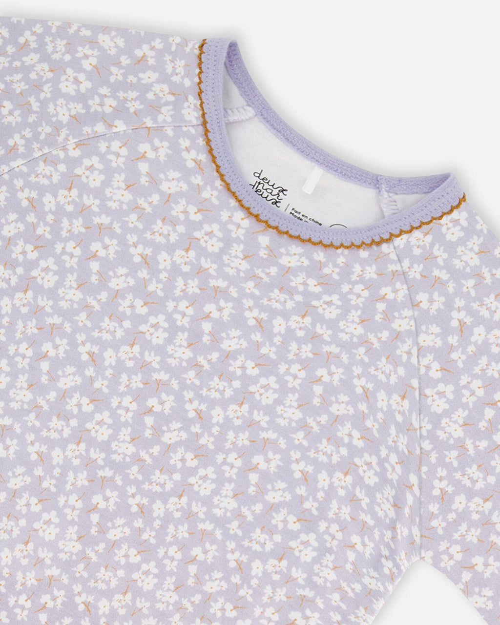 Deux Par Deux Organic Cotton Two Piece Pajama Set Lilac Printed Little Flowers NEW BNWT - Ready Kids Canada