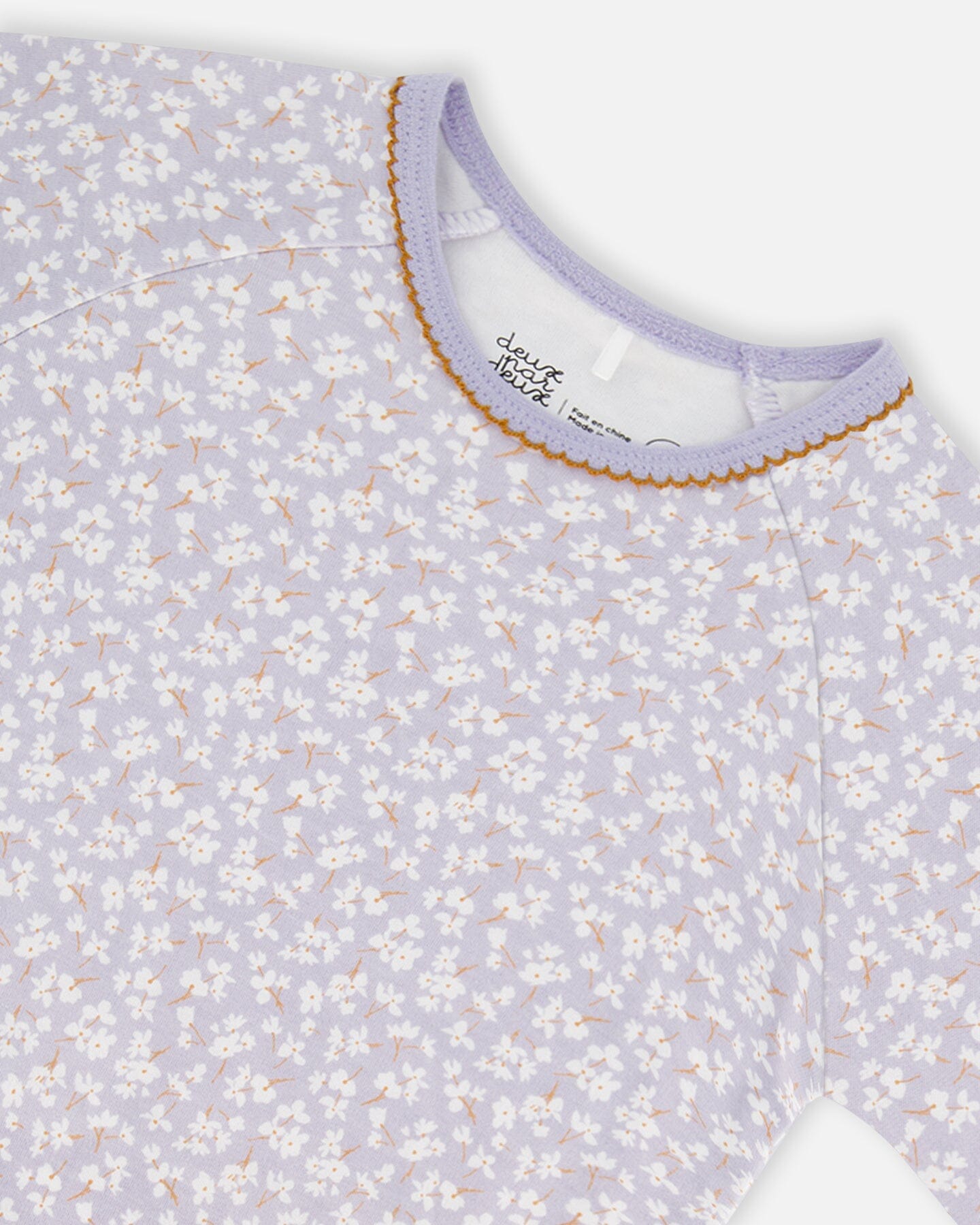 Deux Par Deux Organic Cotton Two Piece Pajama Set Lilac Printed Little Flowers NEW BNWT - Ready Kids Canada