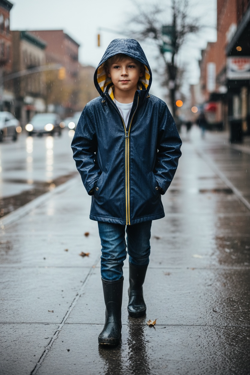 Hatley Zippered Lined Rain Jacket Size 7/8 Kids Navy - Ready Kids Canada