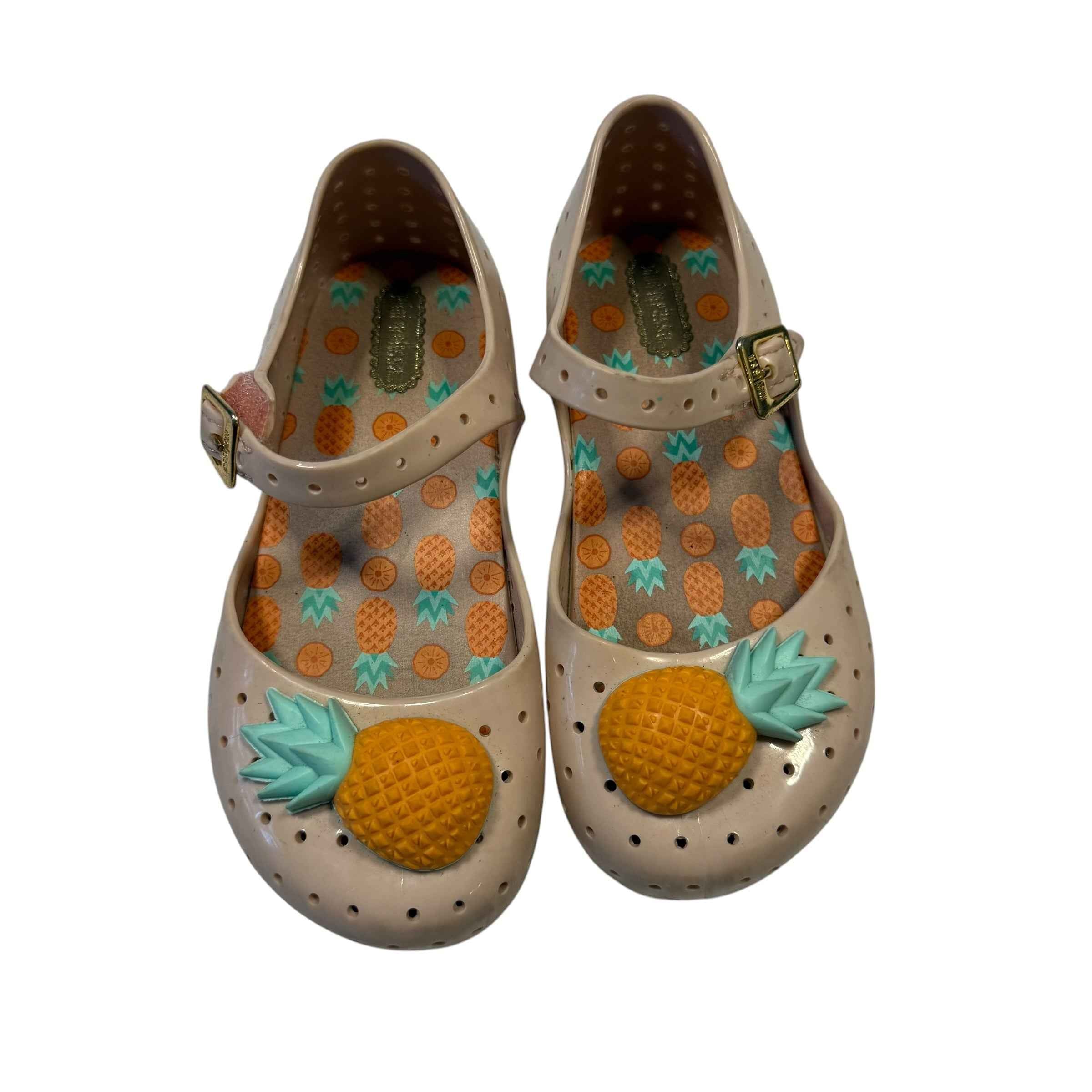 Mini Melissa Furadinha Pineapple Jelly Mary Jane Shoes - Kids Size 10