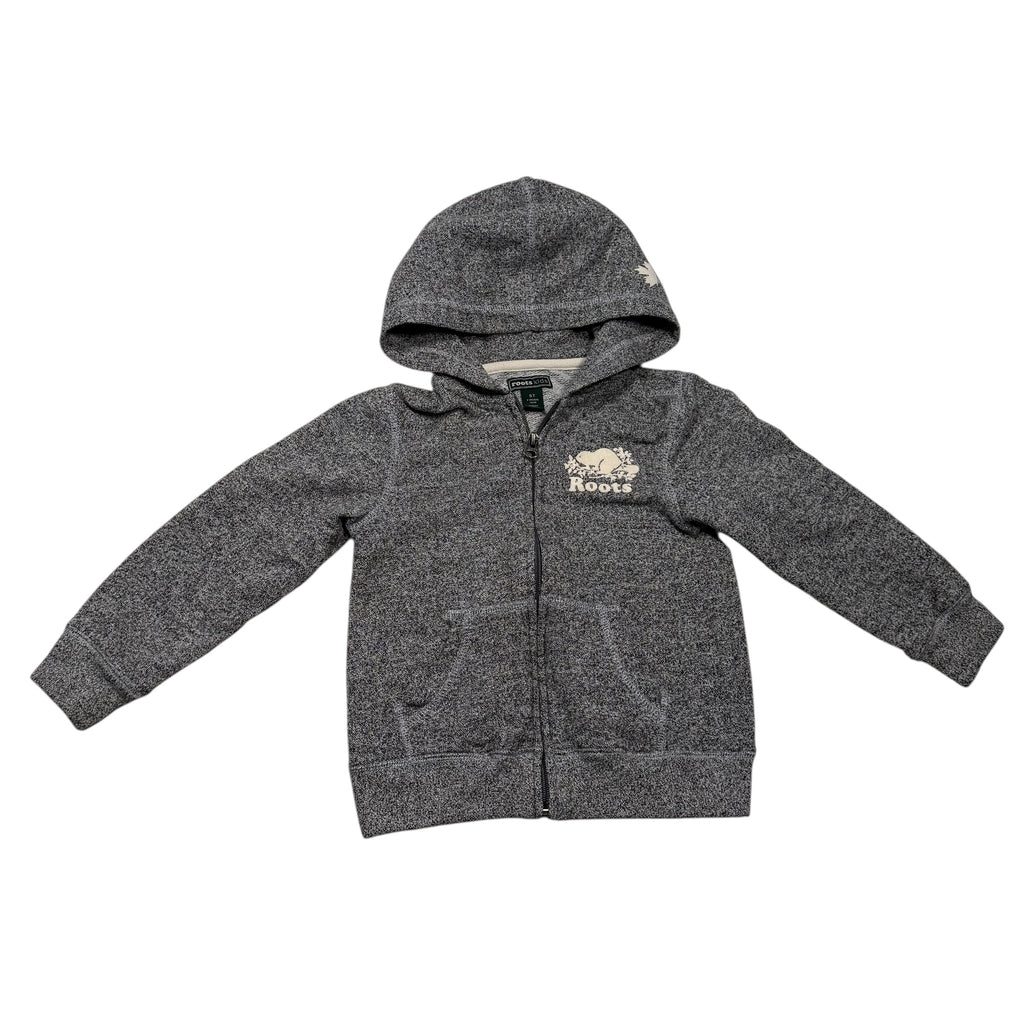 Roots 5T Full Zip Up hoodie Salt and Pepper Gray - Ready Kids Canada