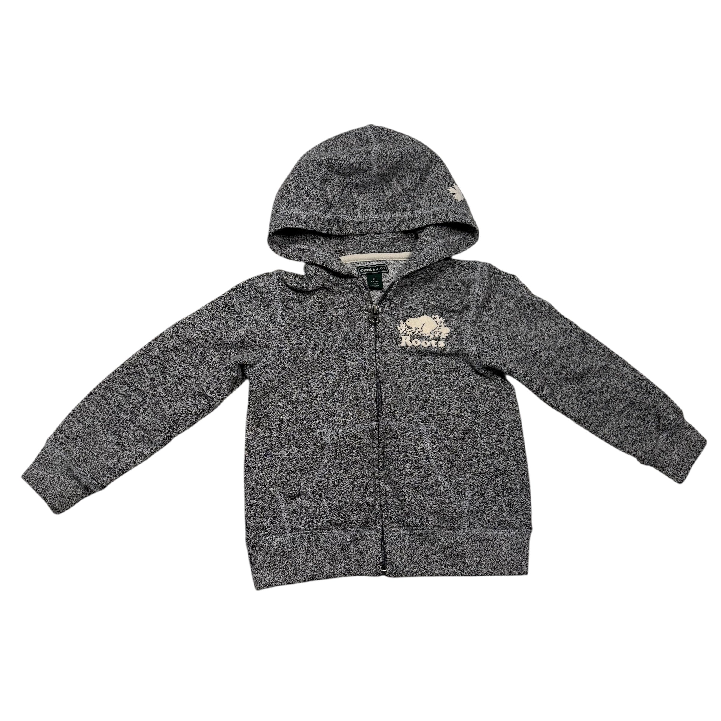 Roots 5T Full Zip Up hoodie Salt and Pepper Gray - Ready Kids Canada
