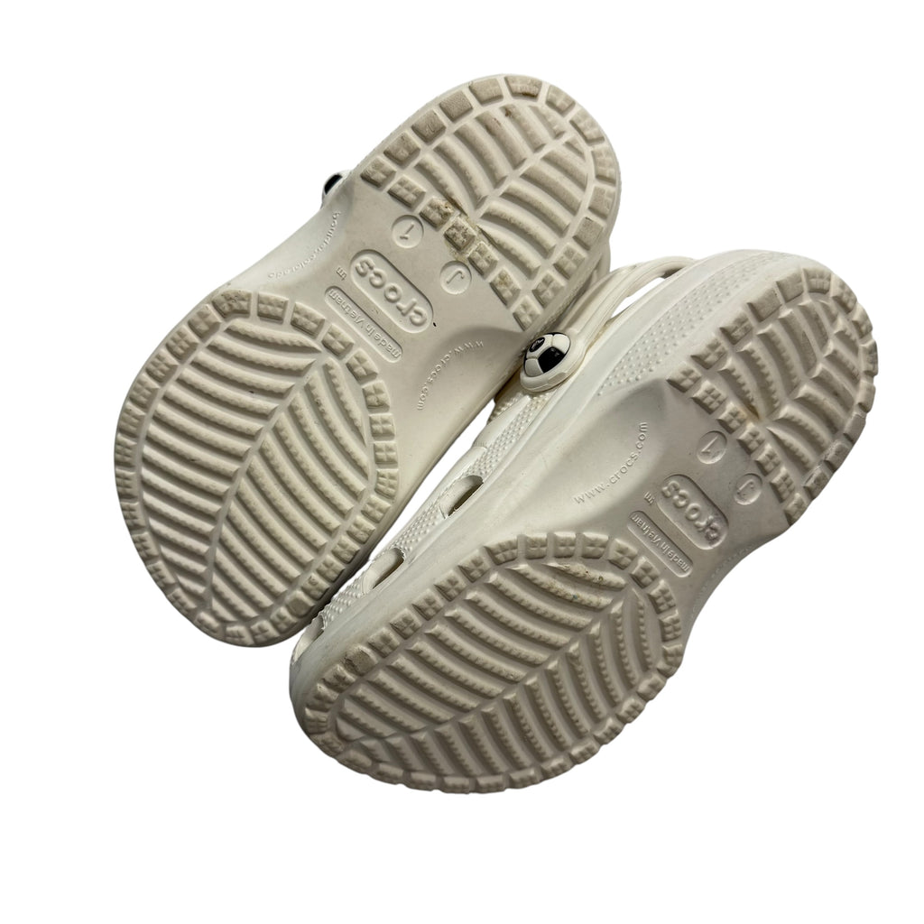 Crocs Kids' Classic Soccer Ball Clogs White and Black Big Kid Size 1 - Ready Kids Canada