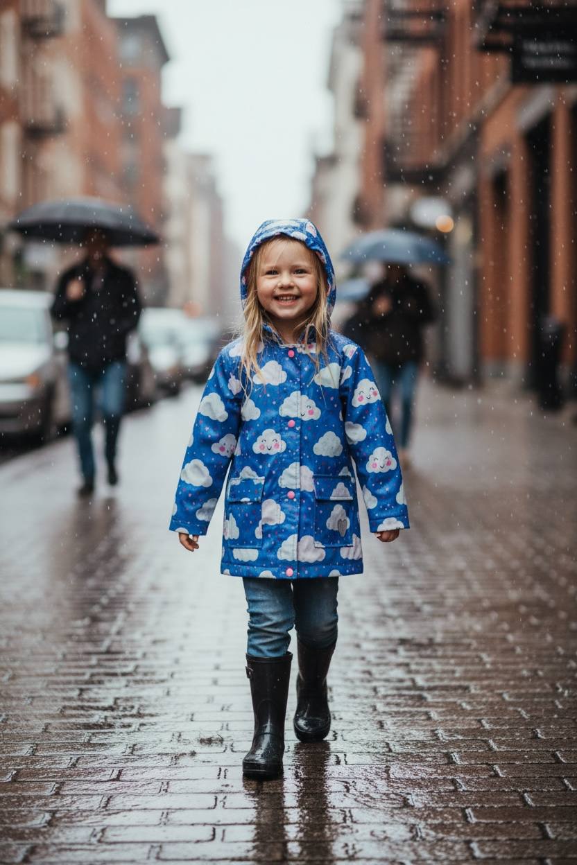 Hatley Size 4 Clouds Kids Rain Jacket Lined - Ready Kids Canada