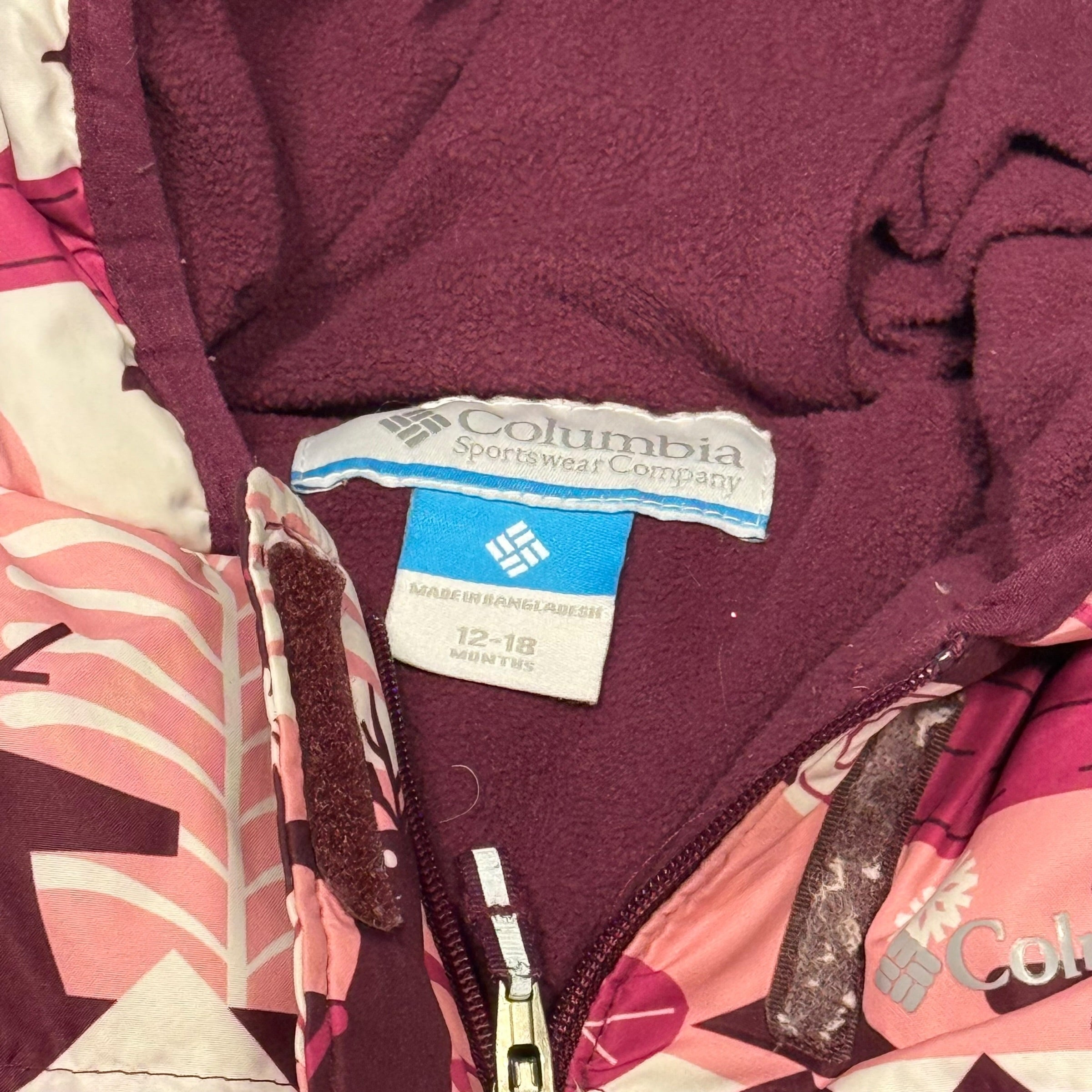 Columbia 12-18 Month Down Snowsuit With Fold Over Hands And Feet