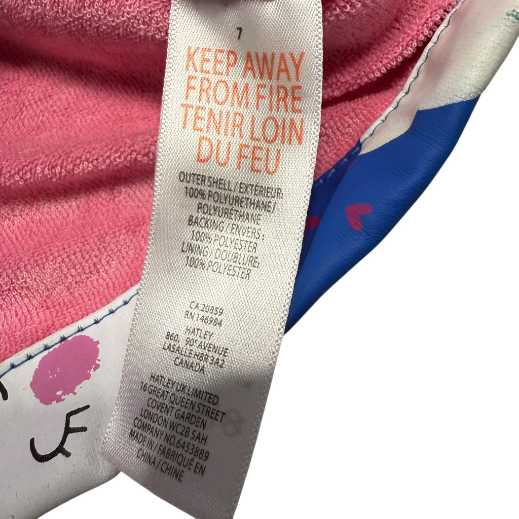 Hatley Size 7 Kids Rain Jacket Blue Pink Clouds - Ready Kids Canada