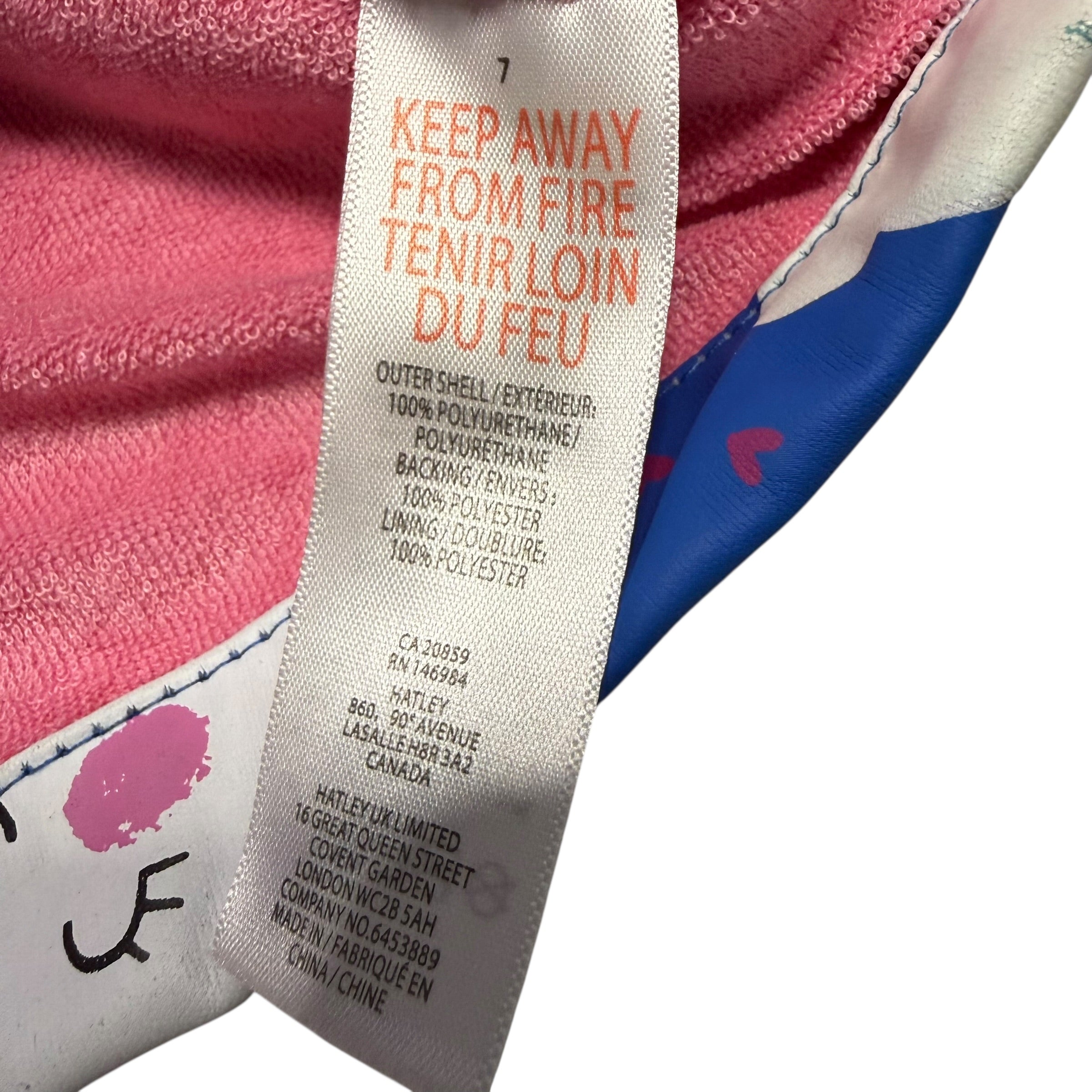 Hatley Size 7 Kids Rain Jacket Blue Pink Clouds - Ready Kids Canada