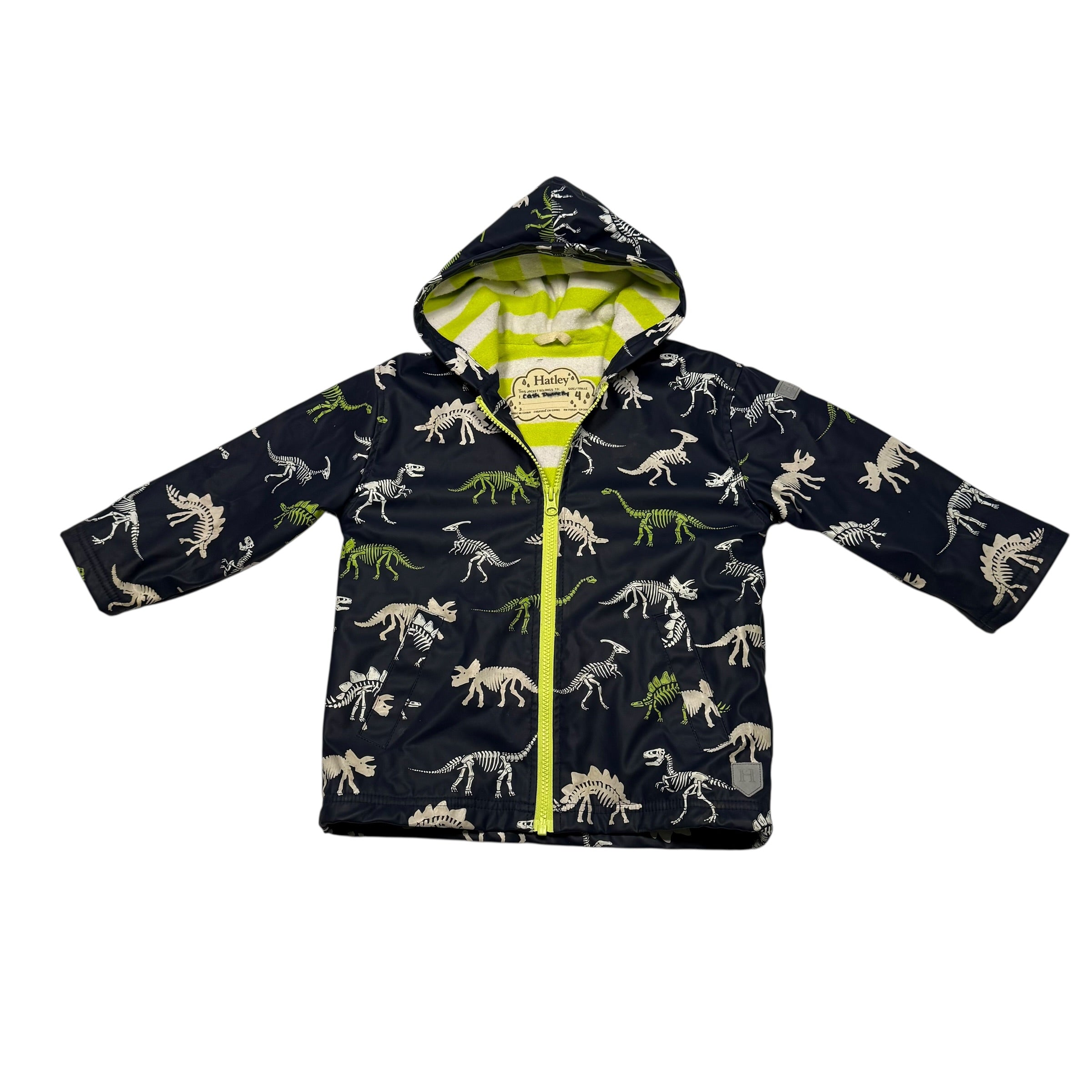 Hatley Zippered Size 4 Lined Dinosaur Rain Jacket Navy - Ready Kids Canada