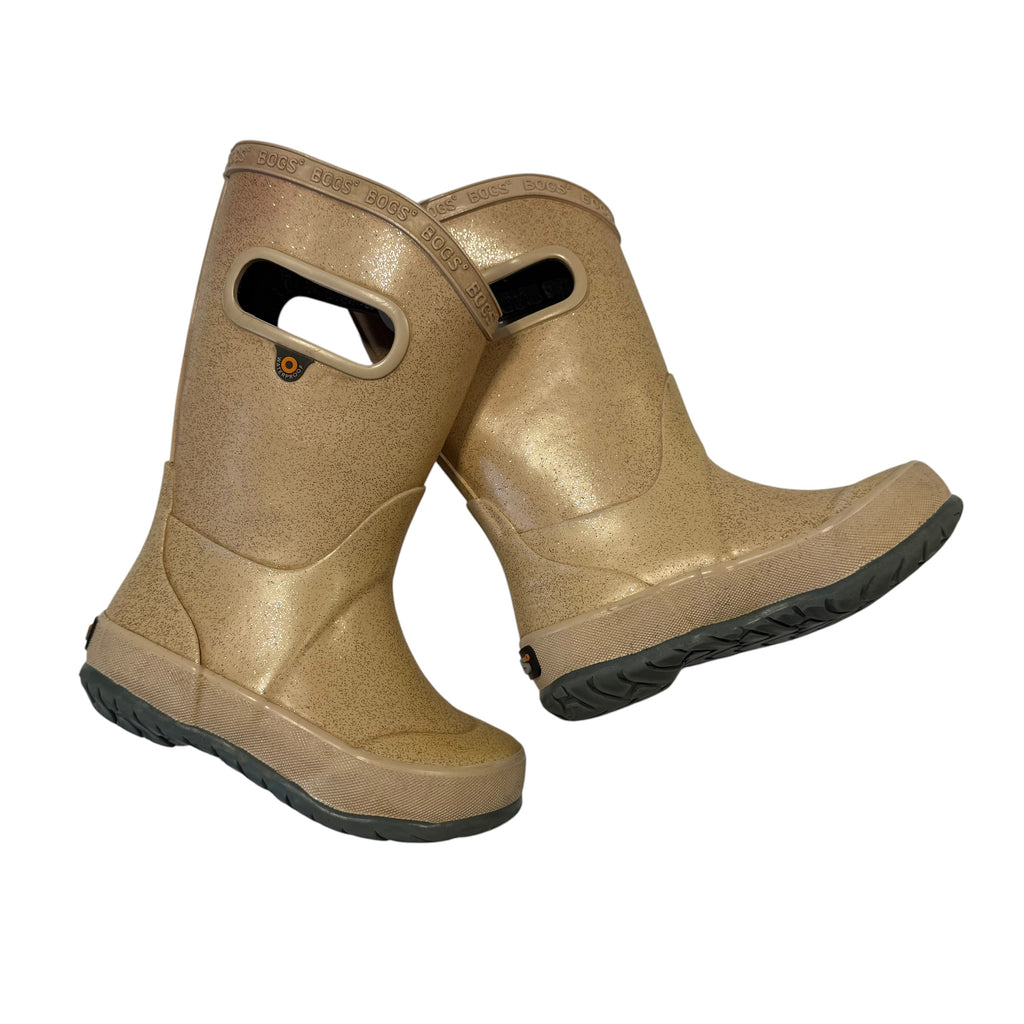 Bogs Kids Classic Glitter Waterproof Rain Boots, Beige Sparkle, Size 8 Little Kid - Ready Kids Canada