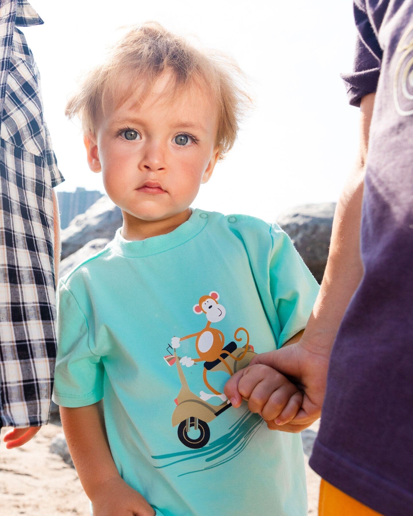 Deux Par Deux Two-Piece Top And Short Set Monkey On Navy And Turquoise Moped NEW BNWT - Ready Kids Canada