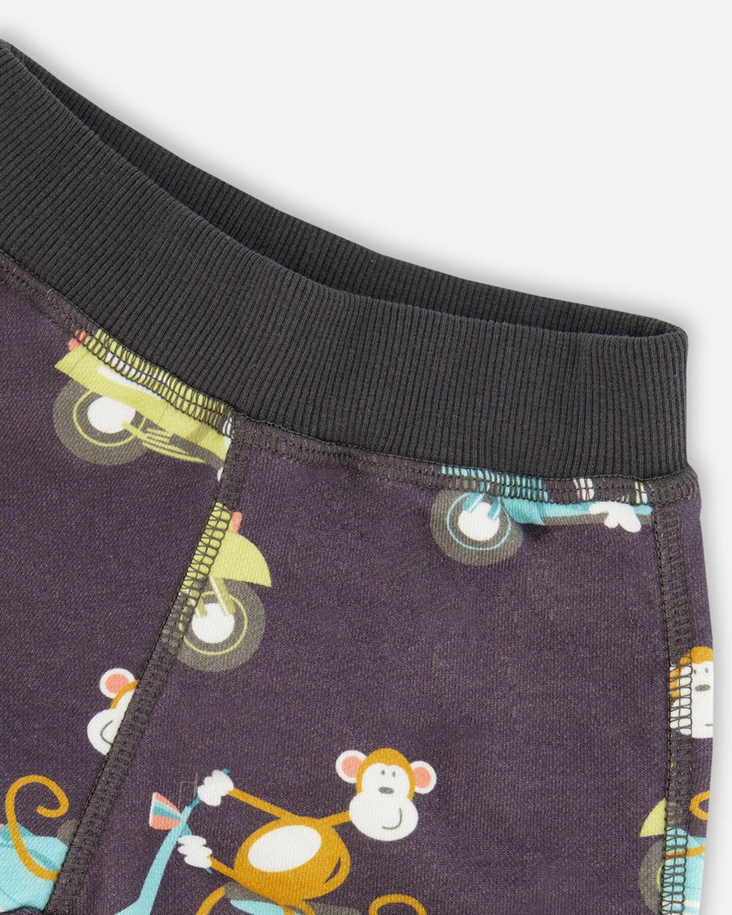 Deux Par Deux Two-Piece Top And Short Set Monkey On Navy And Turquoise Moped NEW BNWT - Ready Kids Canada