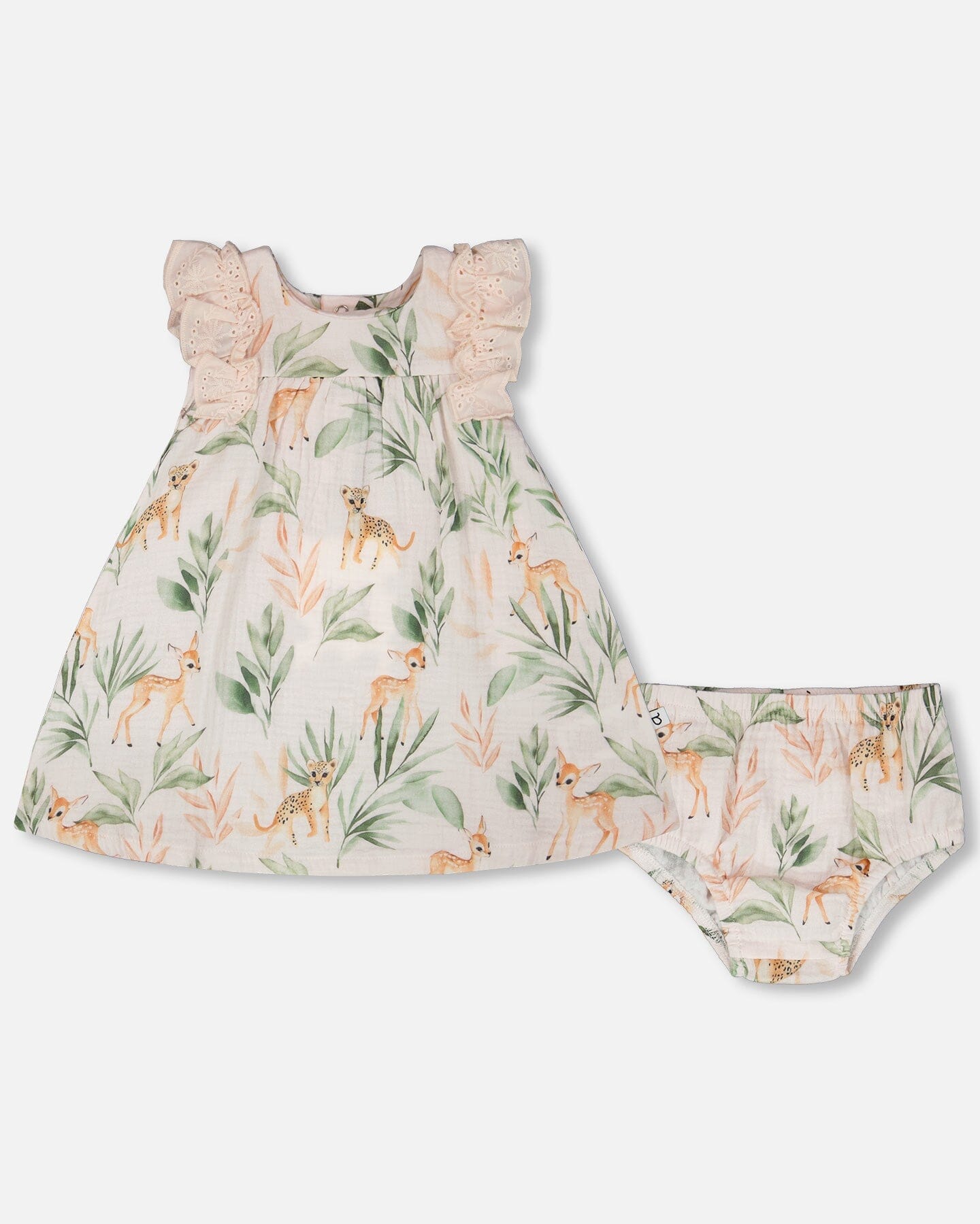 Deux Par Deux Muslin Dress And Bloomer Set Peach Deer Print NEW BNWT - Ready Kids Canada