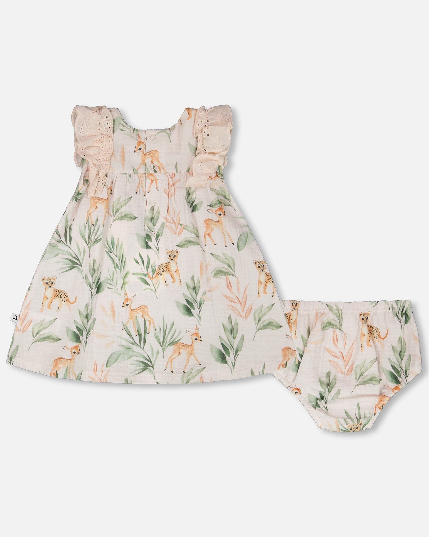 Deux Par Deux Muslin Dress And Bloomer Set Peach Deer Print NEW BNWT - Ready Kids Canada