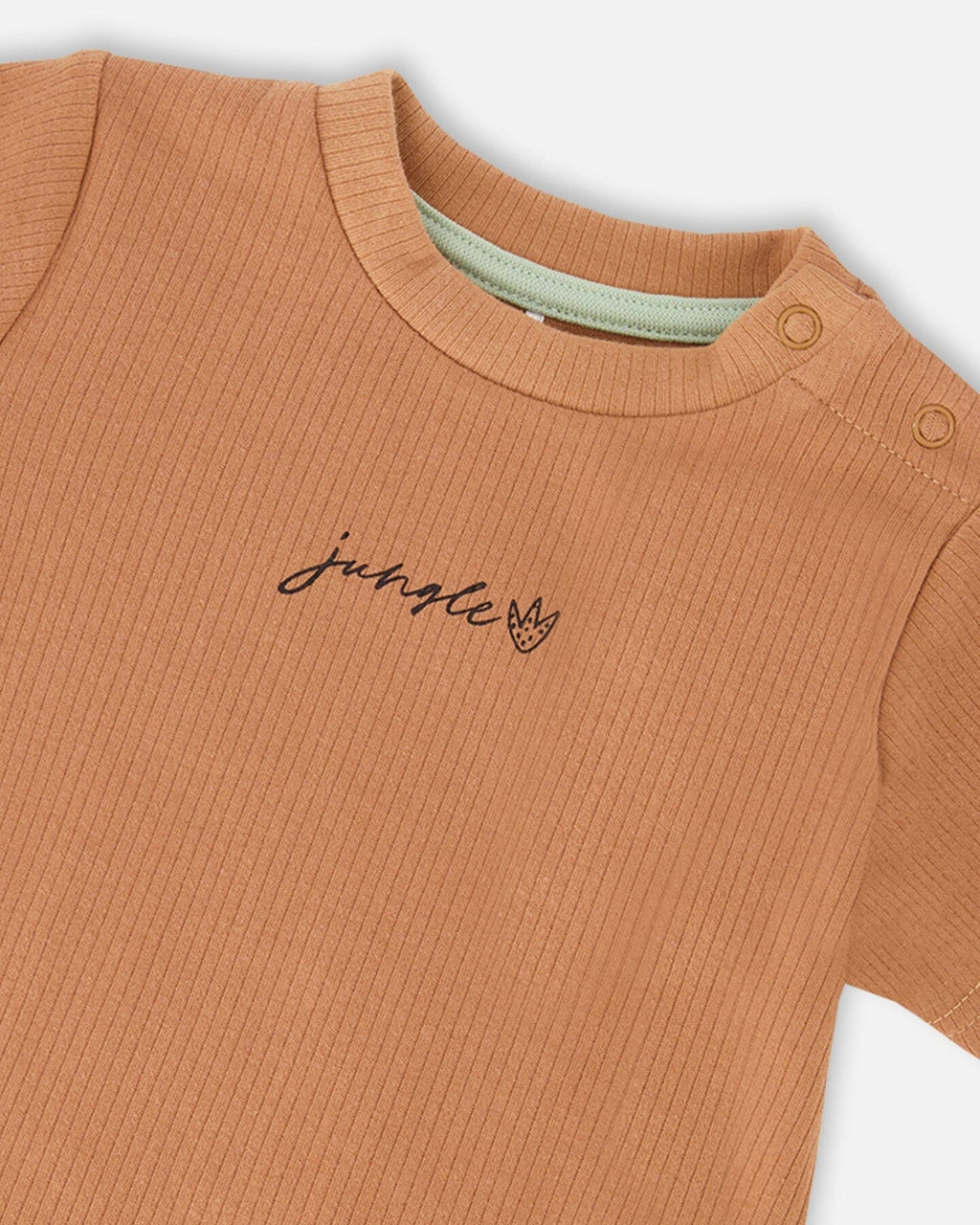 Deux Par Deux Cotton Rib Jersey T-Shirt And Organic Cotton Jersey Short Set Caramel And Beige Zebra Print NEW BNWT - Ready Kids Canada