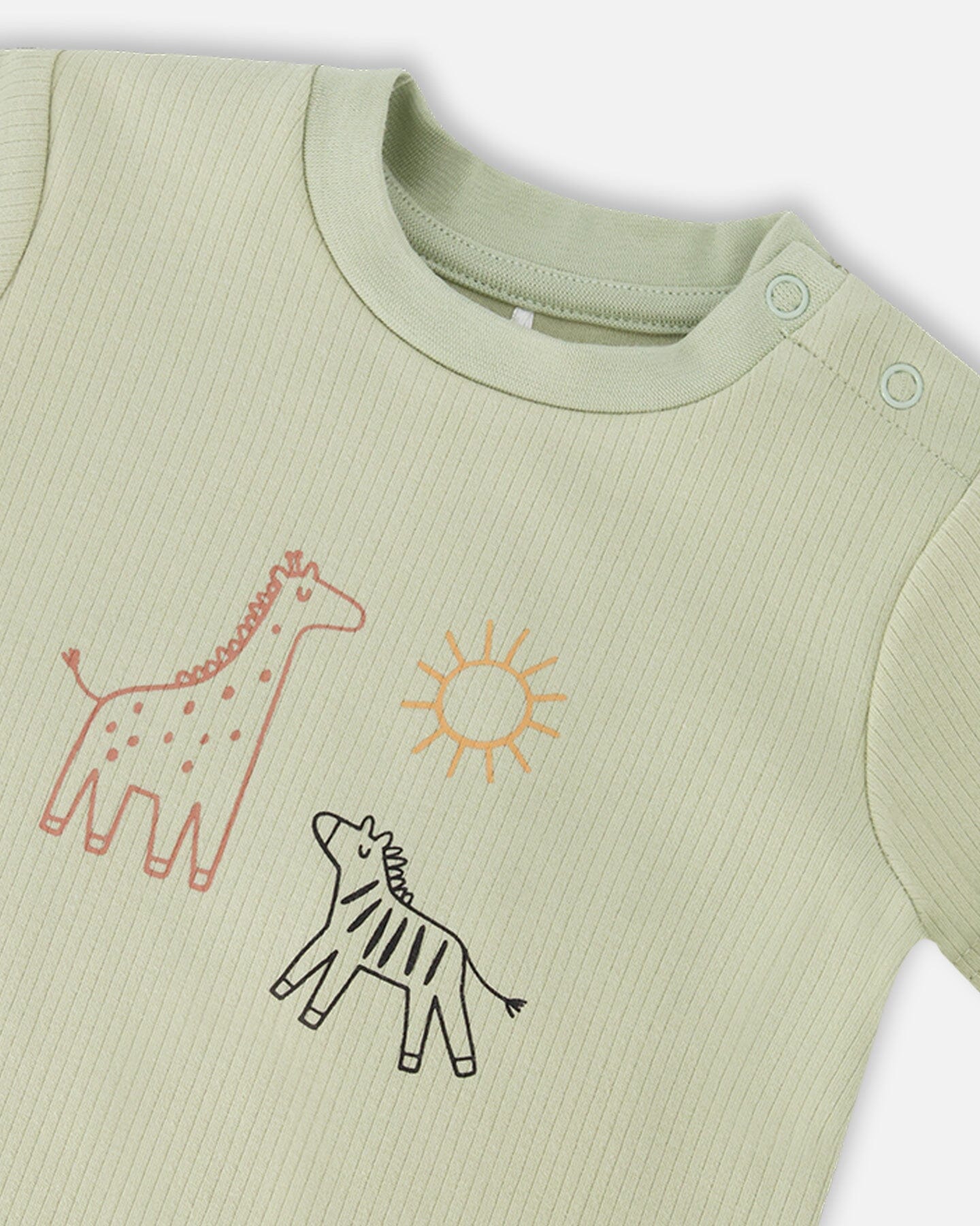 Deux Par Deux Cotton Rib Jersey T-Shirt And Organic Cotton Jersey Short Set Sage Green And Black NEW BNWT - Ready Kids Canada