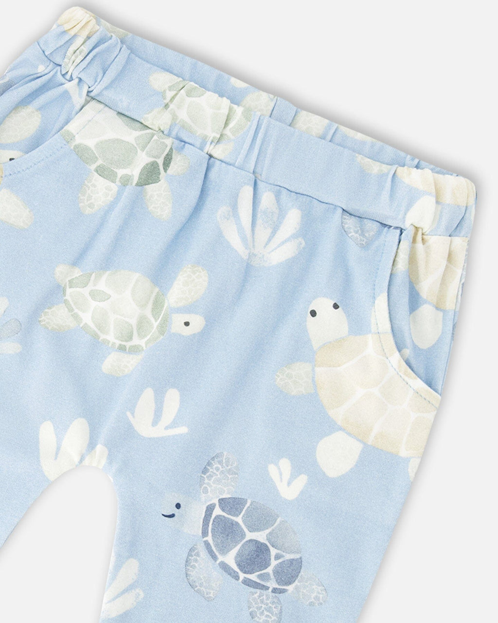 Deux Par Deux Organic Cotton Jersey T-Shirt And Pants Set Medium Blue And Blue Turtle Print NEW BNWT - Ready Kids Canada