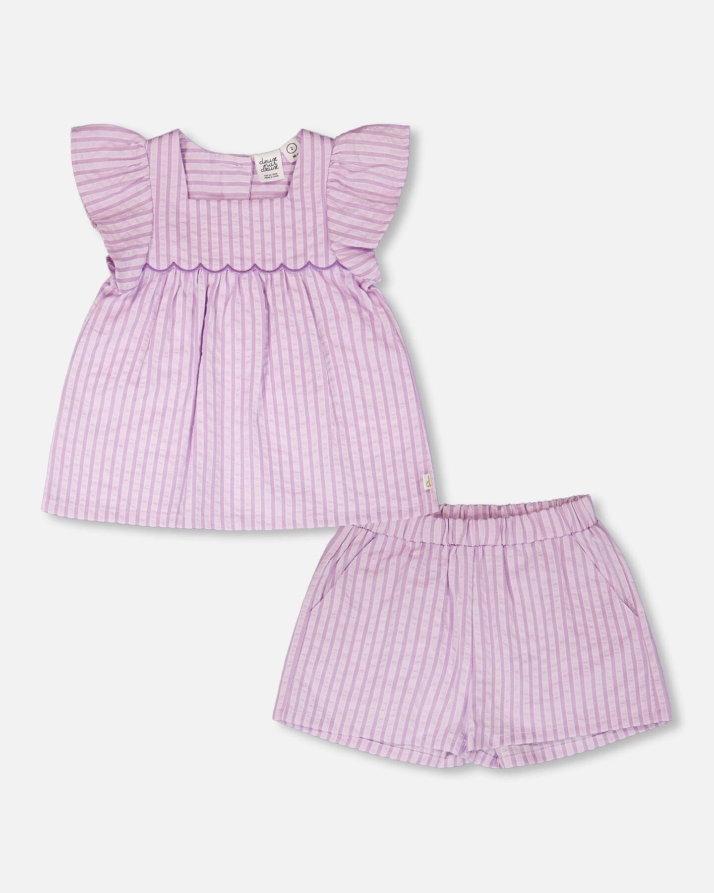 Deux Par Deux Top And Short Set Lavender Stripes NEW BNWT - Ready Kids Canada