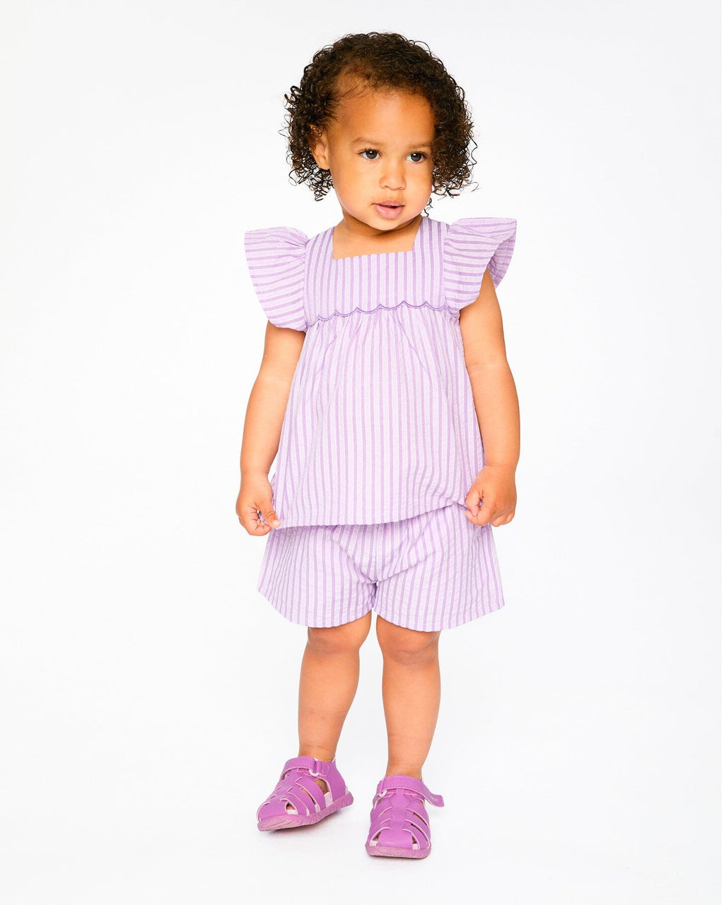 Deux Par Deux Top And Short Set Lavender Stripes NEW BNWT - Ready Kids Canada