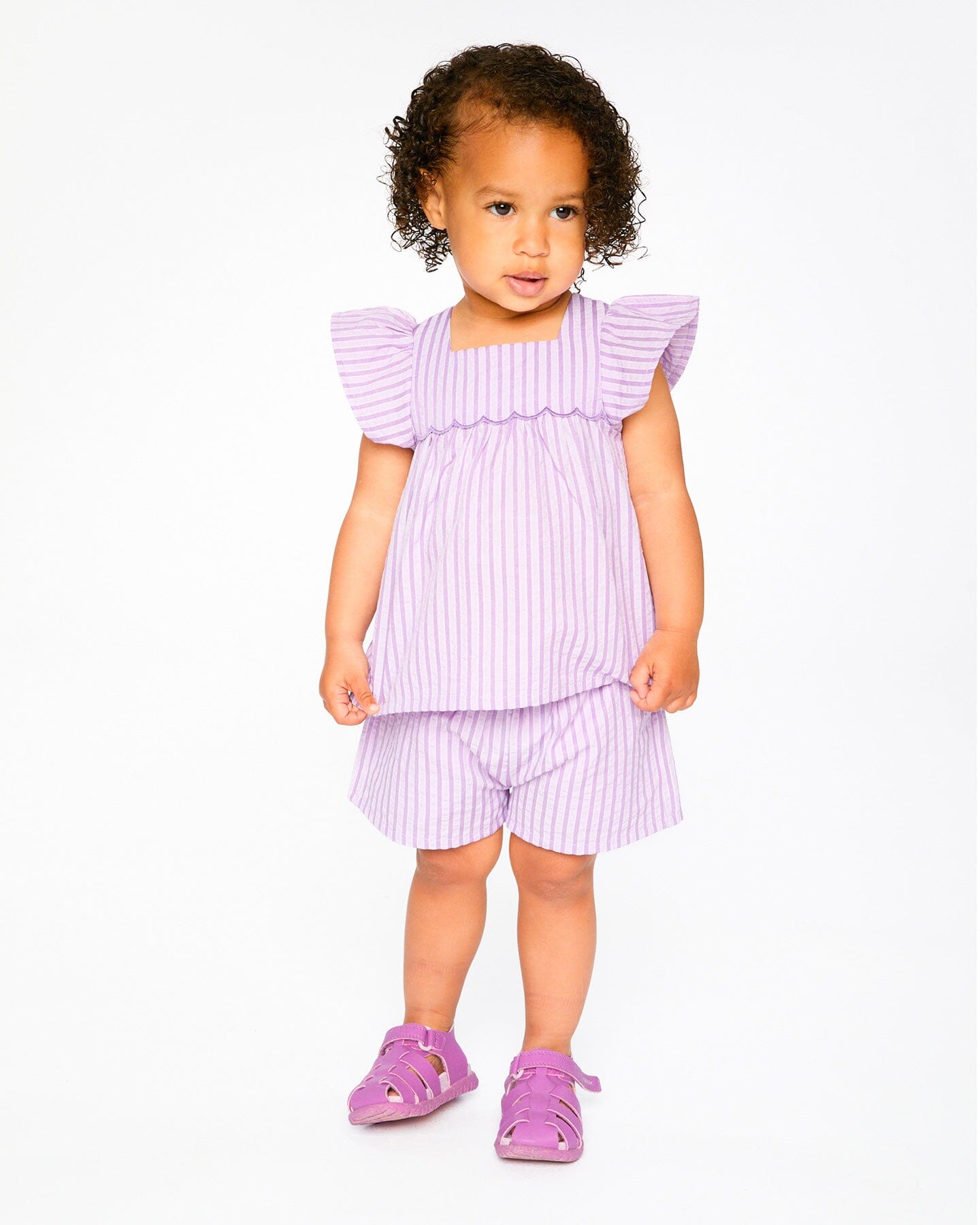Deux Par Deux Top And Short Set Lavender Stripes NEW BNWT - Ready Kids Canada