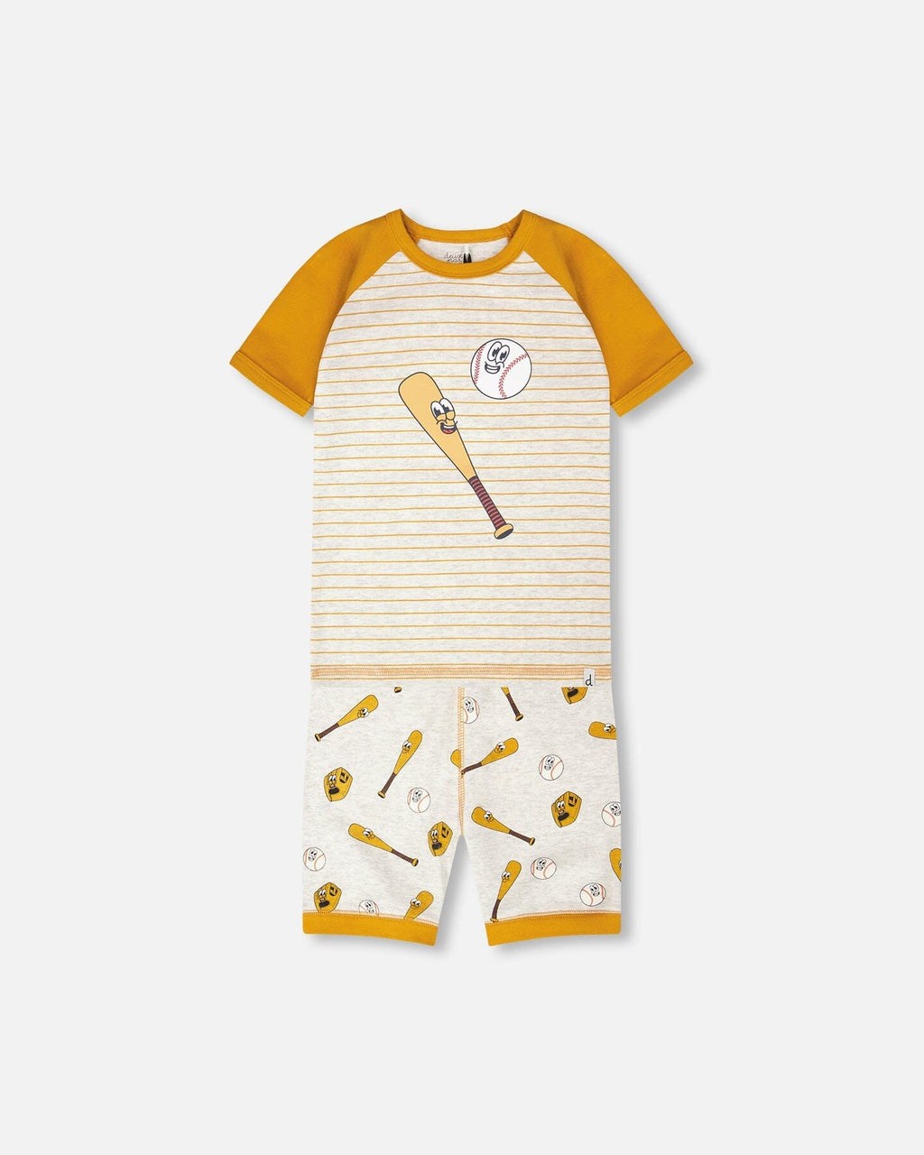 Deux Par Deux Organic Cotton Two-Piece Pyjama Set Grey Mix Baseball Print NEW BNWT - Ready Kids Canada
