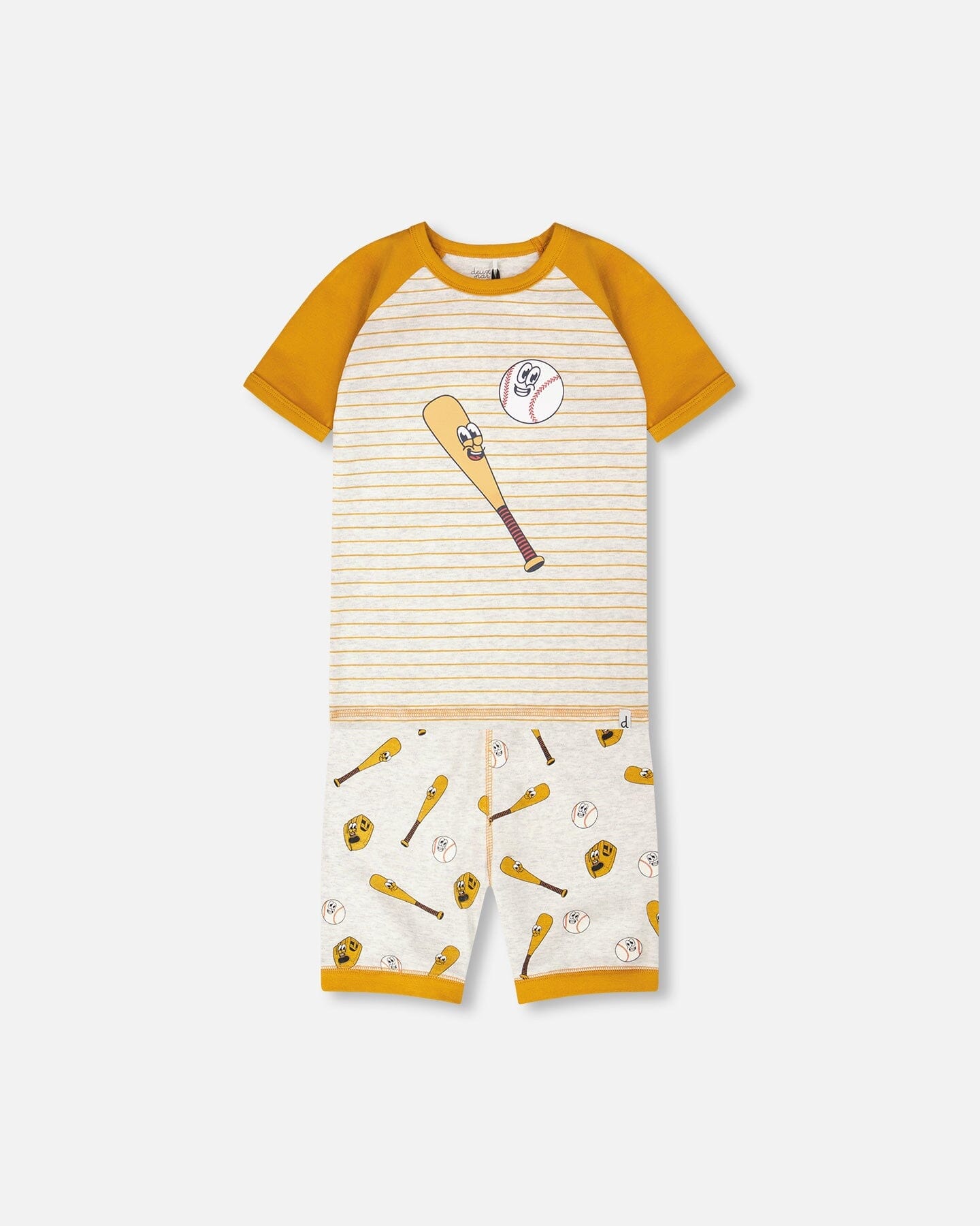 Deux Par Deux Organic Cotton Two-Piece Pyjama Set Grey Mix Baseball Print NEW BNWT - Ready Kids Canada