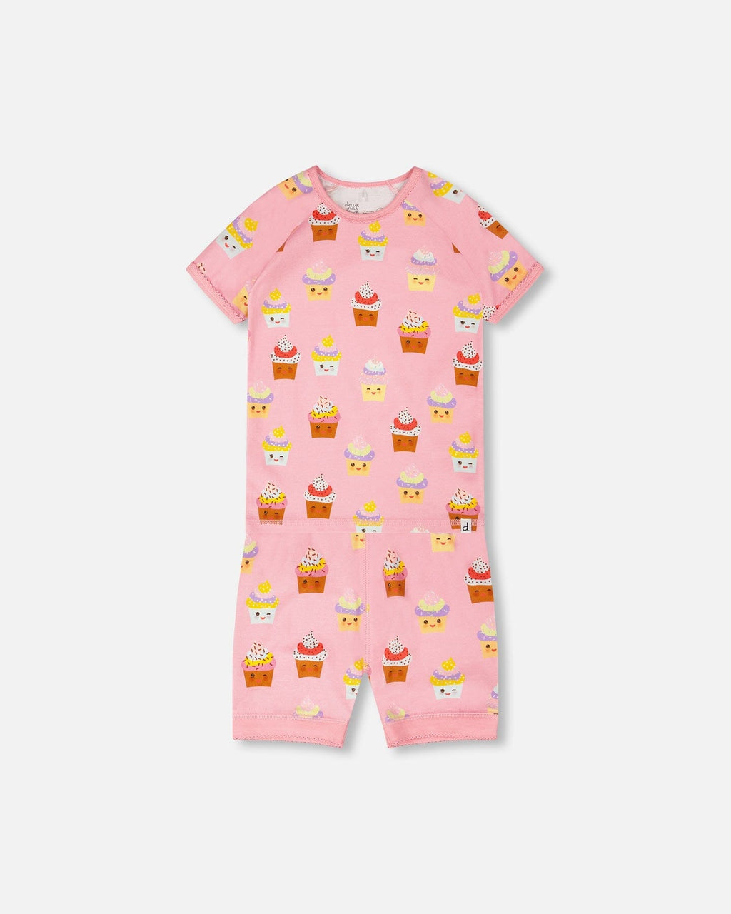 Deux Par Deux Organic Cotton Two-Piece Pyjama Set Pink Cupcake Print - Ready Kids Canada