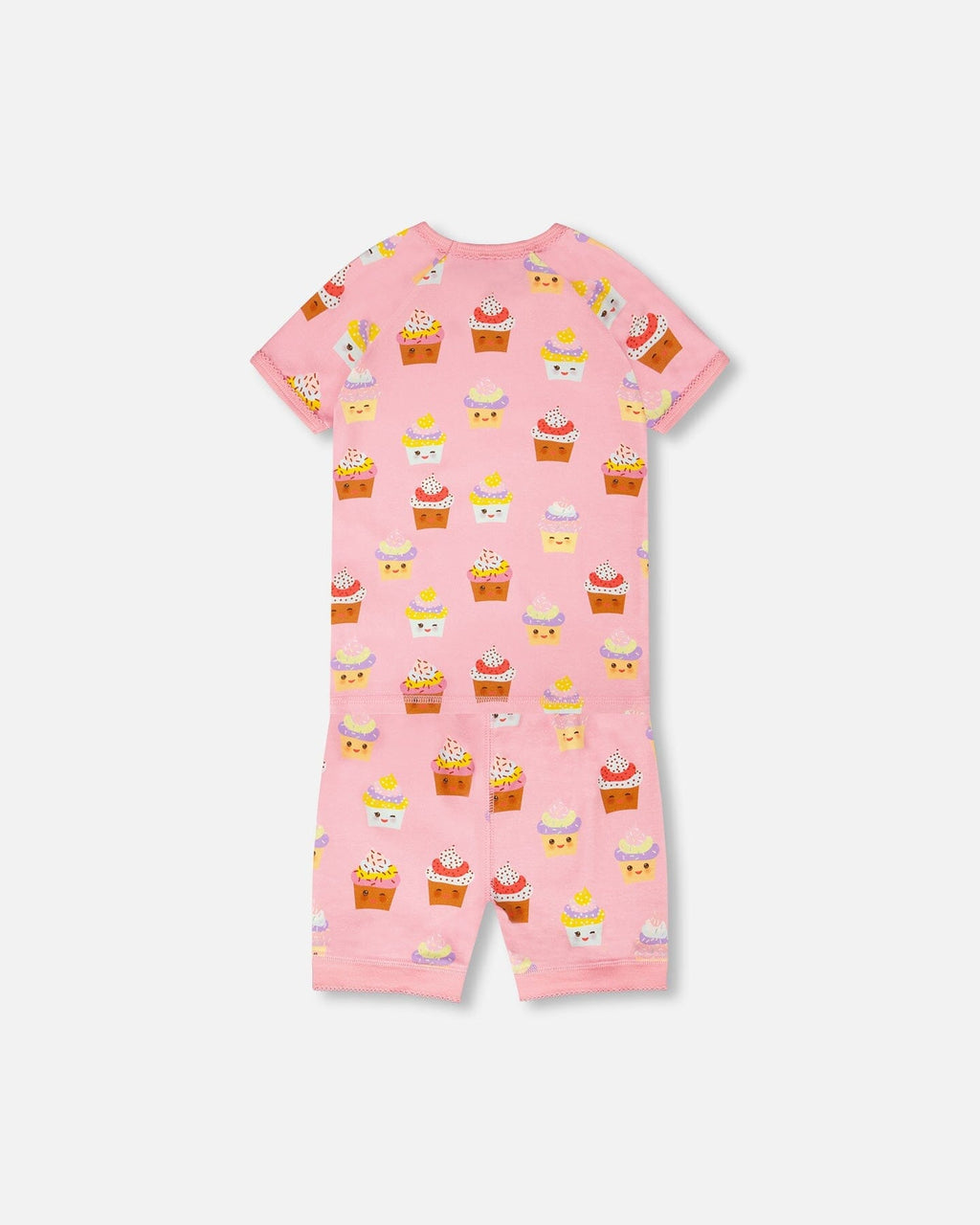 Deux Par Deux Organic Cotton Two-Piece Pyjama Set Pink Cupcake Print - Ready Kids Canada