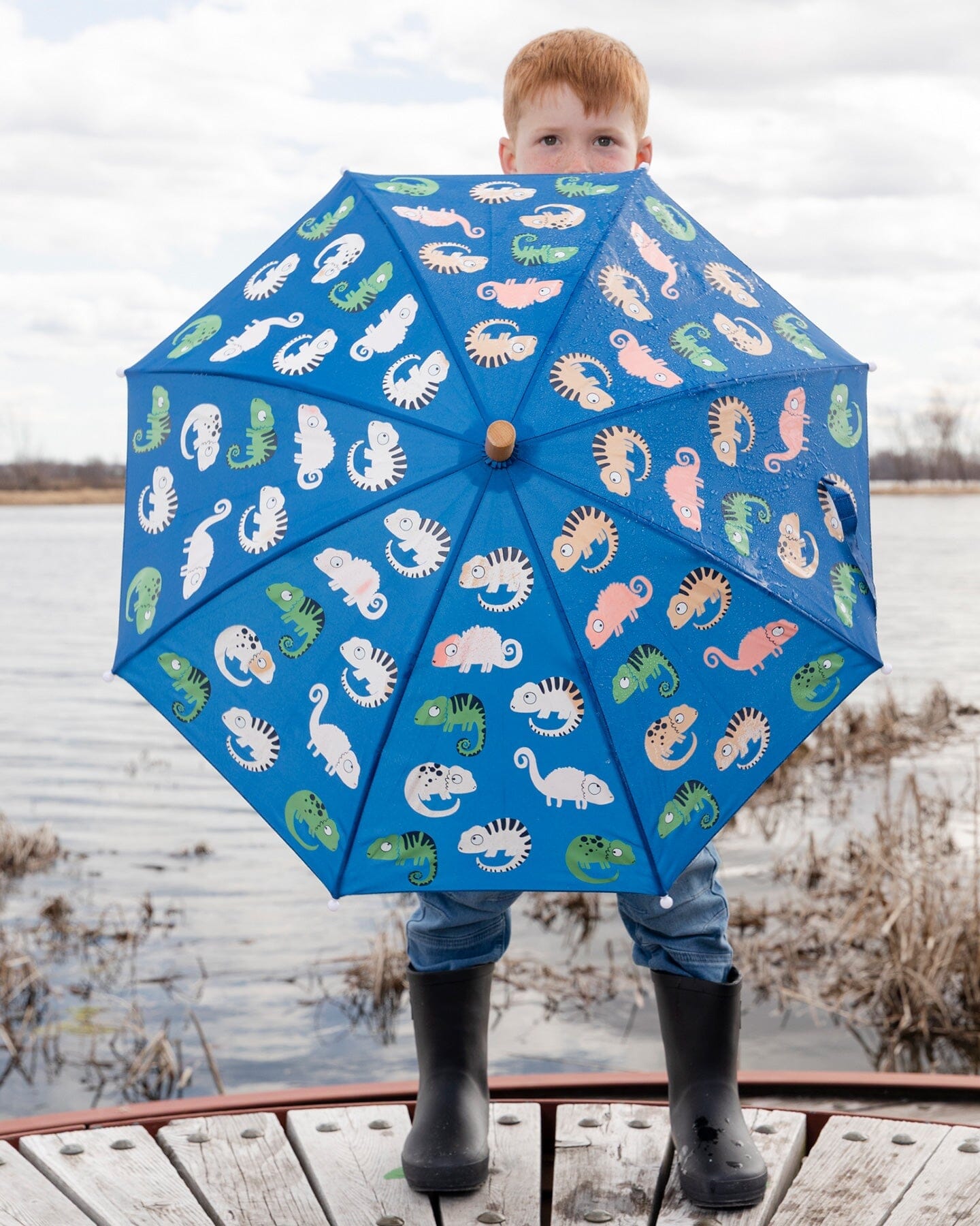 Colour-Changing Umbrella Blue Chameleon Print New BNWT - Ready Kids Canada