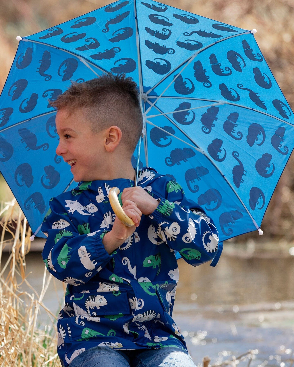 Colour-Changing Umbrella Blue Chameleon Print New BNWT - Ready Kids Canada