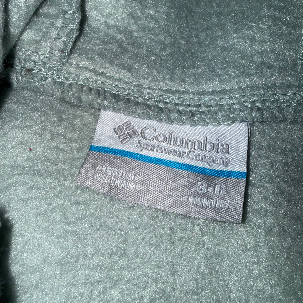 Columbia mint green fleece bunting with bear ears for baby 3-6 months