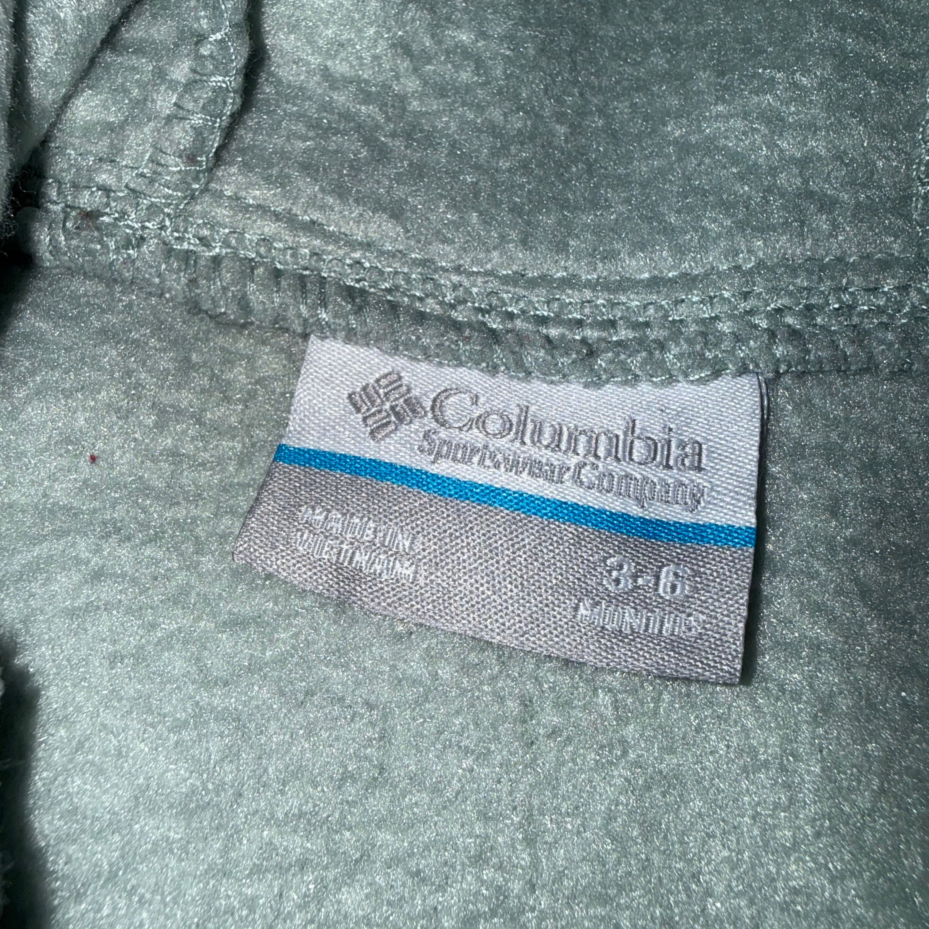 Columbia mint green fleece bunting with bear ears for baby 3-6 months