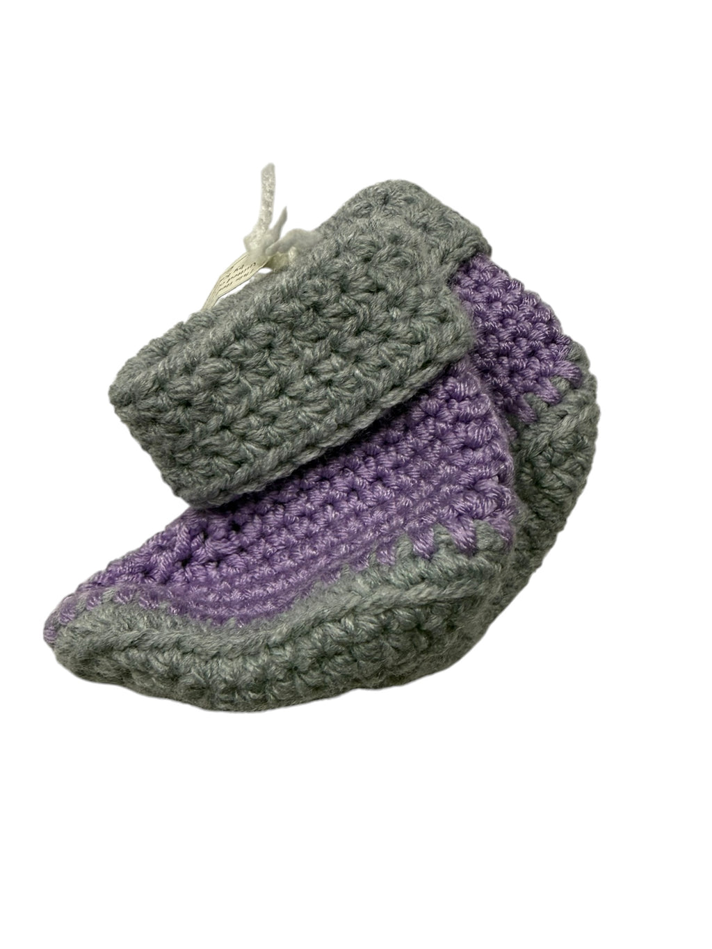 Handmade Crocheted Baby Booties - Purple & Grey - 6-12 Months - Ready Kids Canada