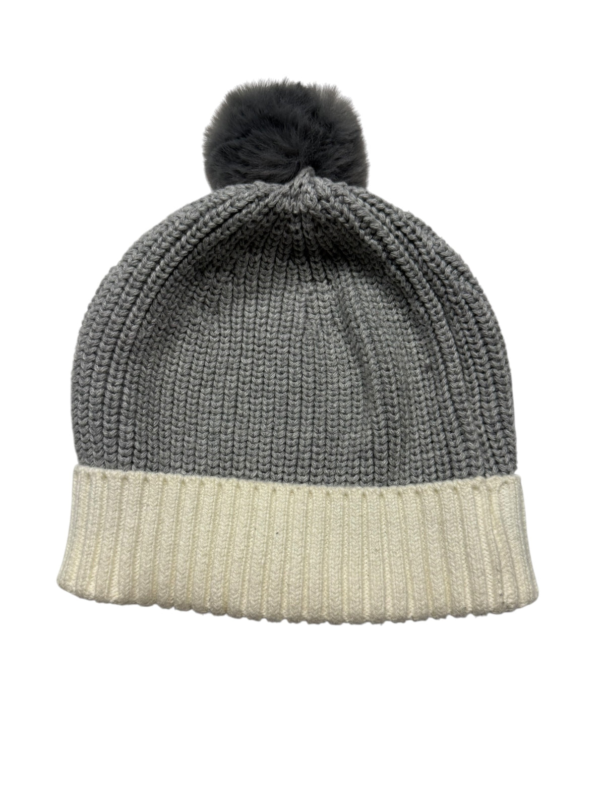 Rise Little Earthling Ribbed Pom Beanie - Grey & Cream - 6-12 Months - Ready Kids Canada