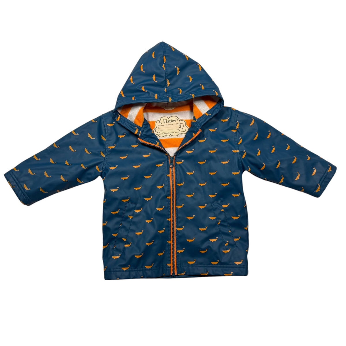 Hatley Whale Print Zip-Up Rain Jacket - Size 3 - Ready Kids Canada