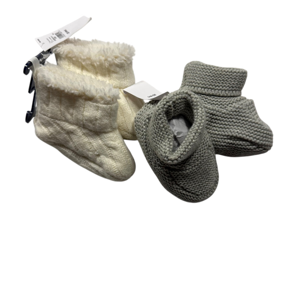 Baby Gap Knit Booties 2-Pack - Cream & Grey - 3-6 Months - New With Tags - Ready Kids Canada